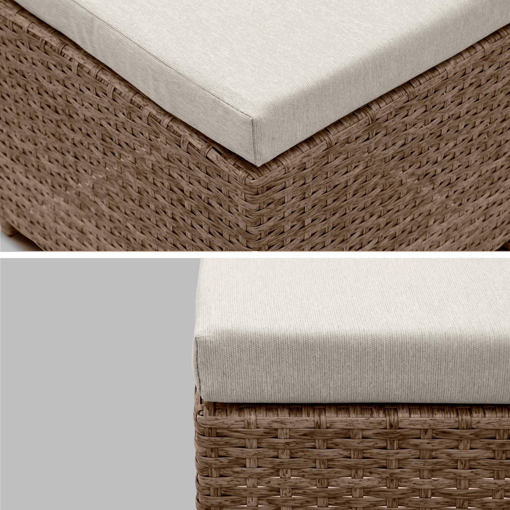 Mesa de jardim embutida em resina tecida, 12 cadeirões, Beige 6/6