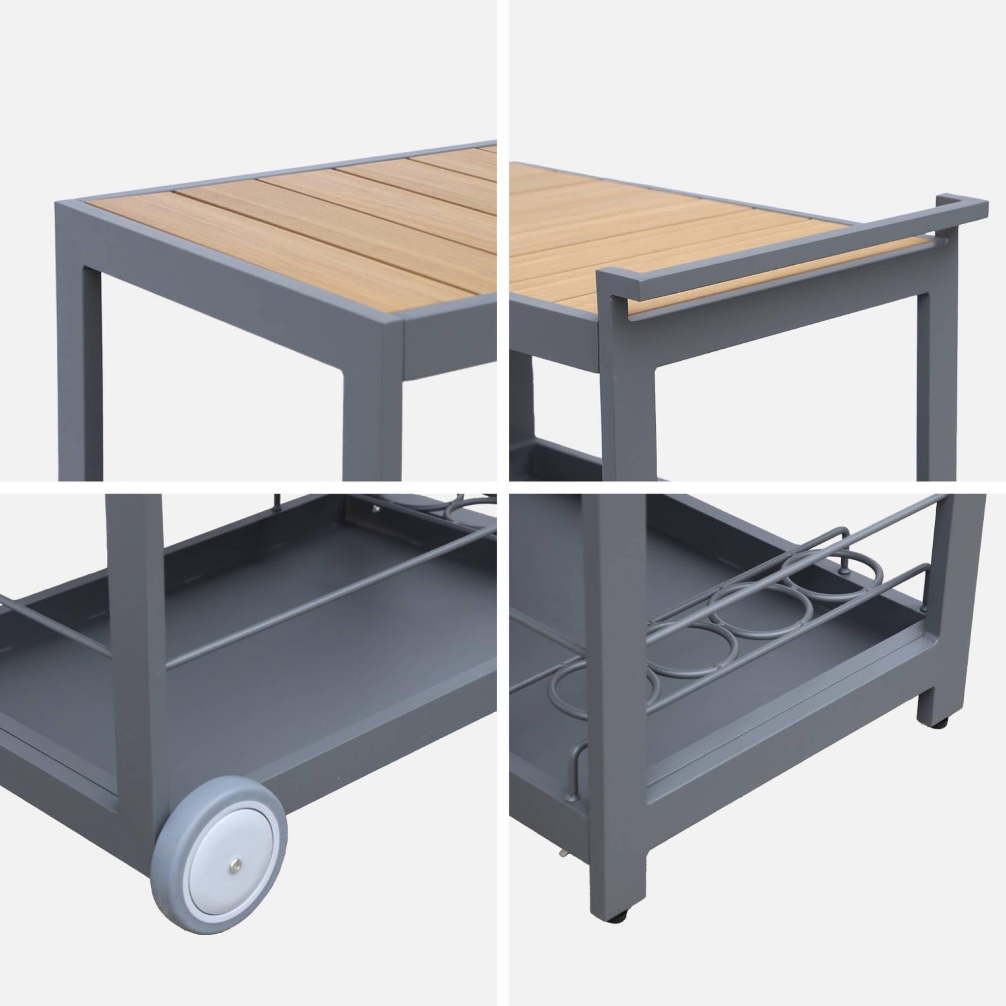 Mesa exterior de aluminio con ruedas y asa, 84cm, Antracita 6/6