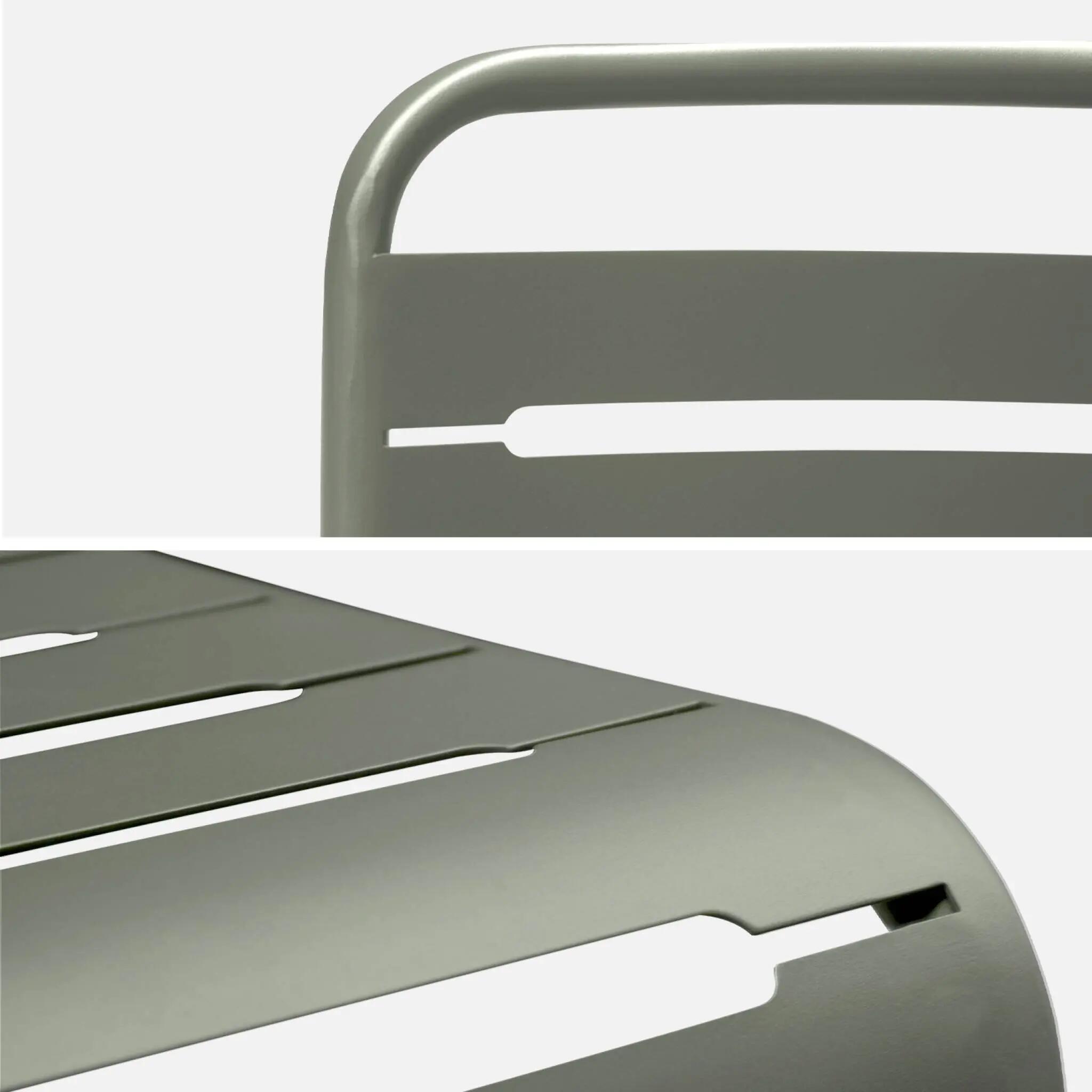 Mesa de jardim dobrável de metal com 6 cadeiras, Verde caqui 6/6