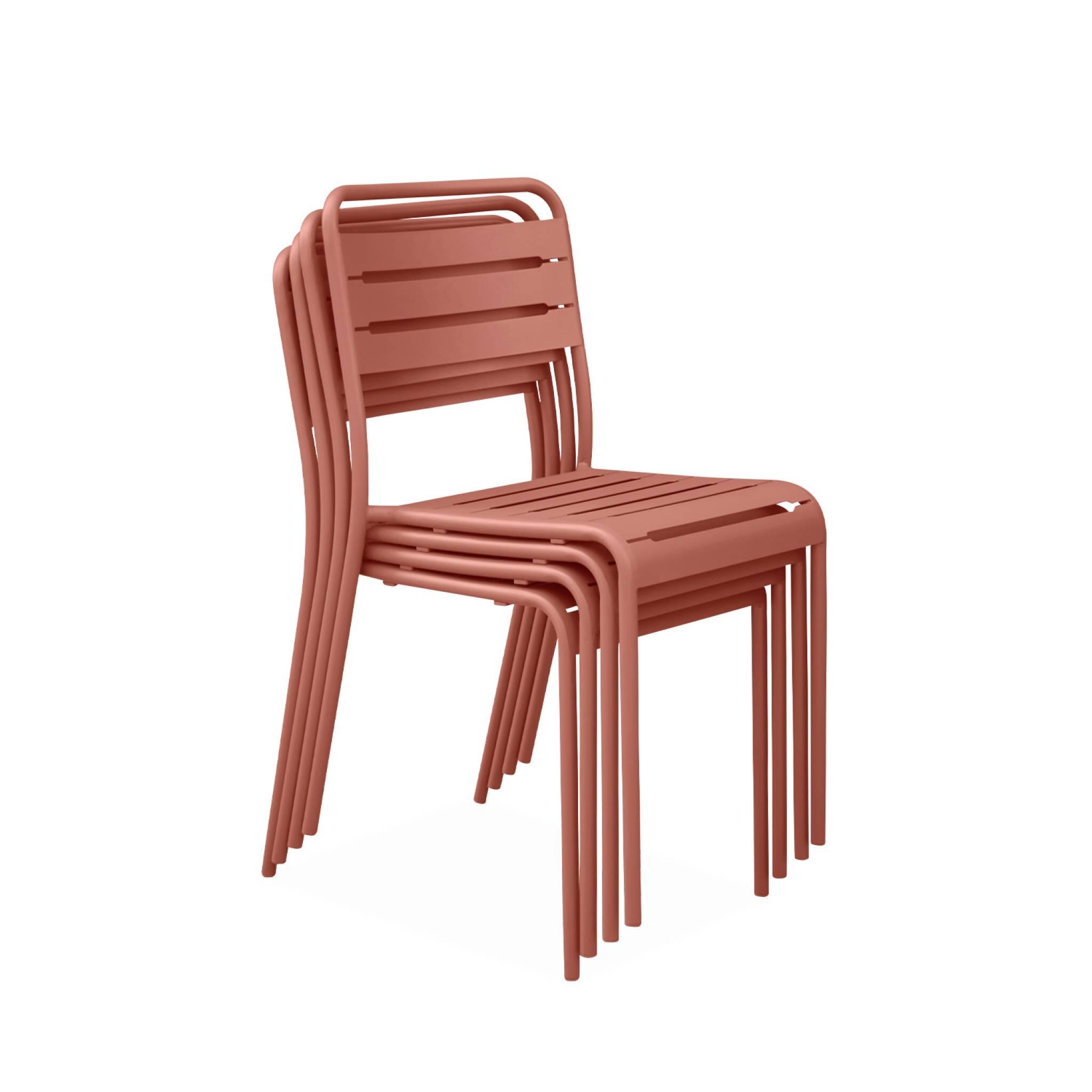 Cadeira de jardim em aço, set de 4, Terracota 6/6