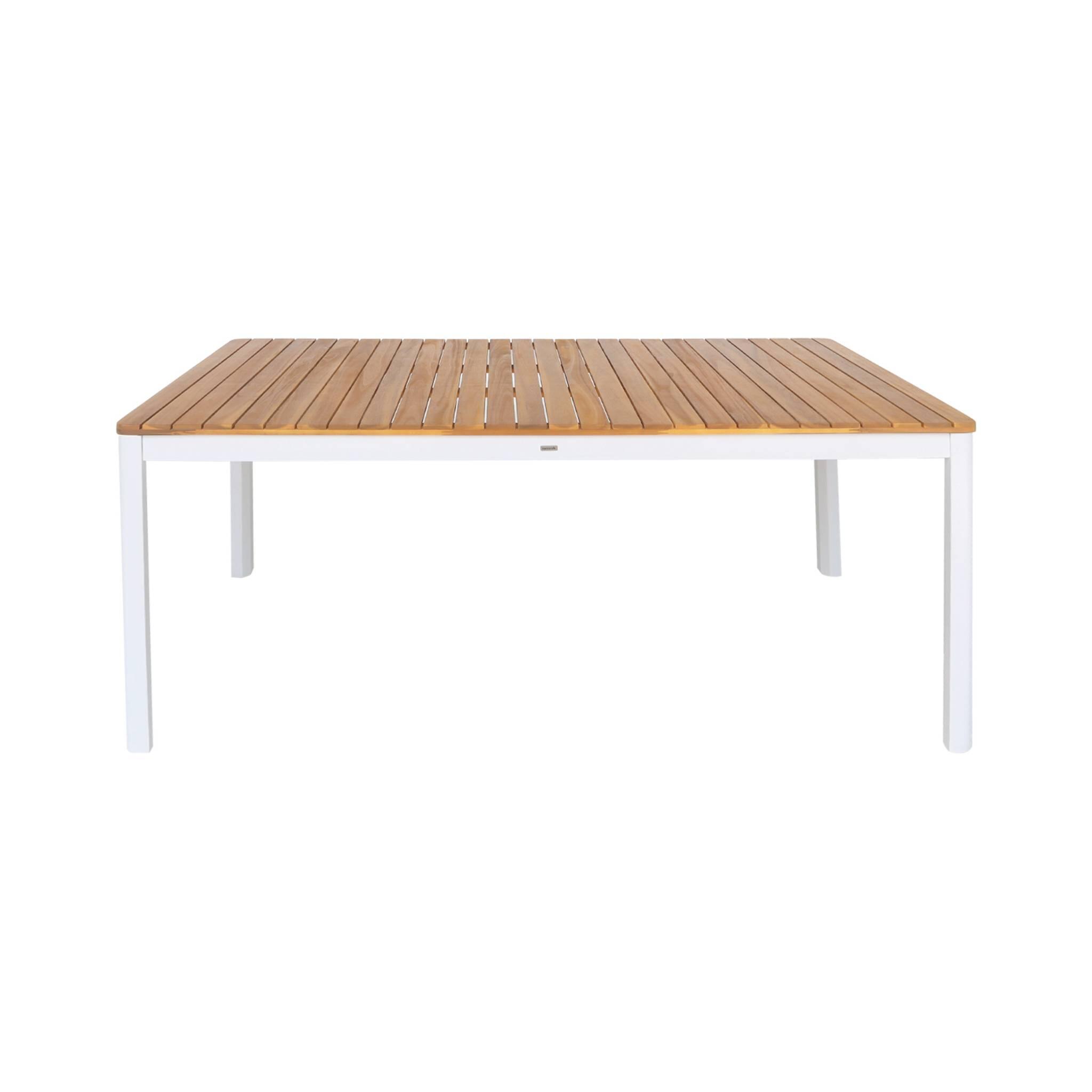 Mesa de jardim de acácia com cantos arredondados, 8 lugares, Branco 5/5