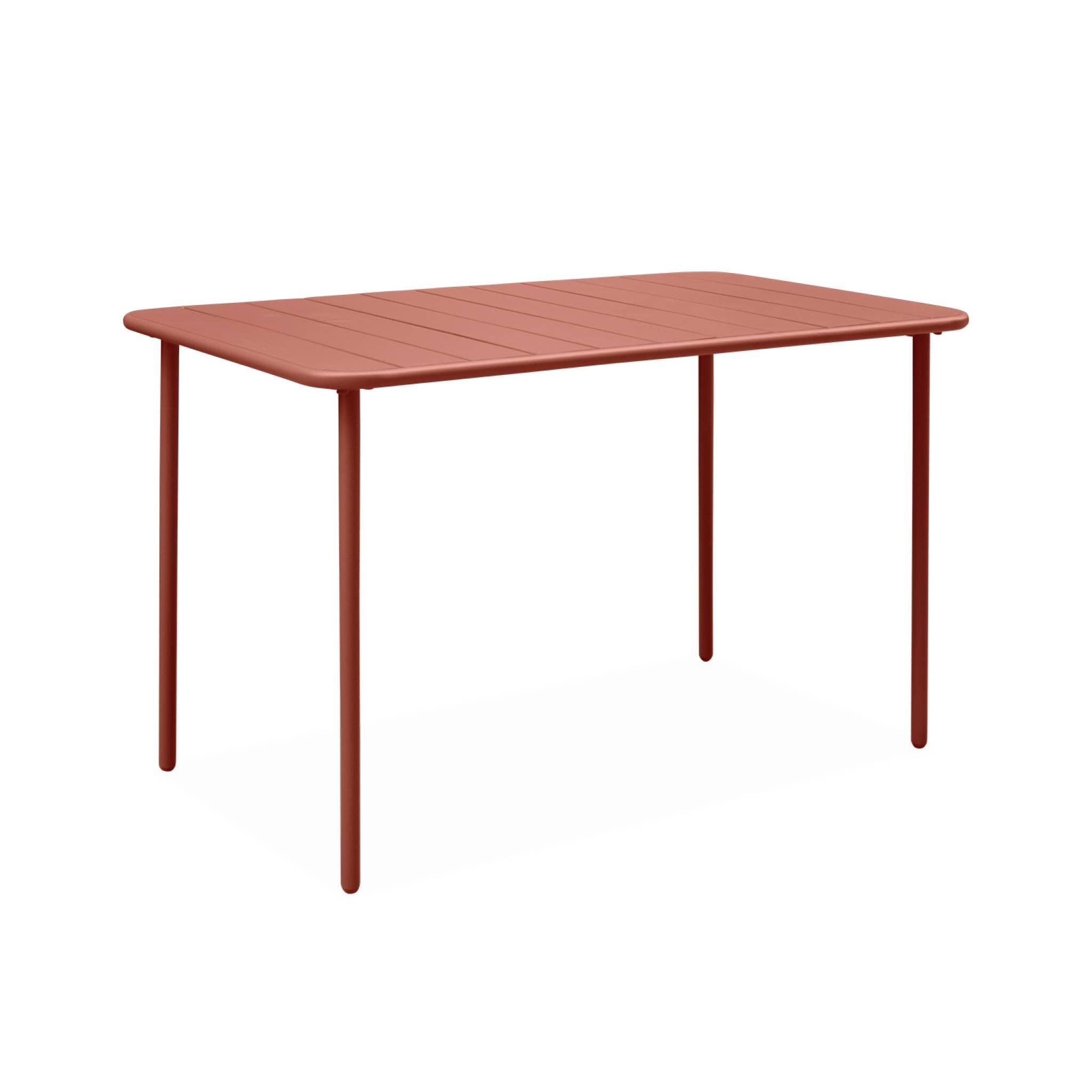 Mesa de jardim em metal, 4 cadeiras, Terracota 6/6