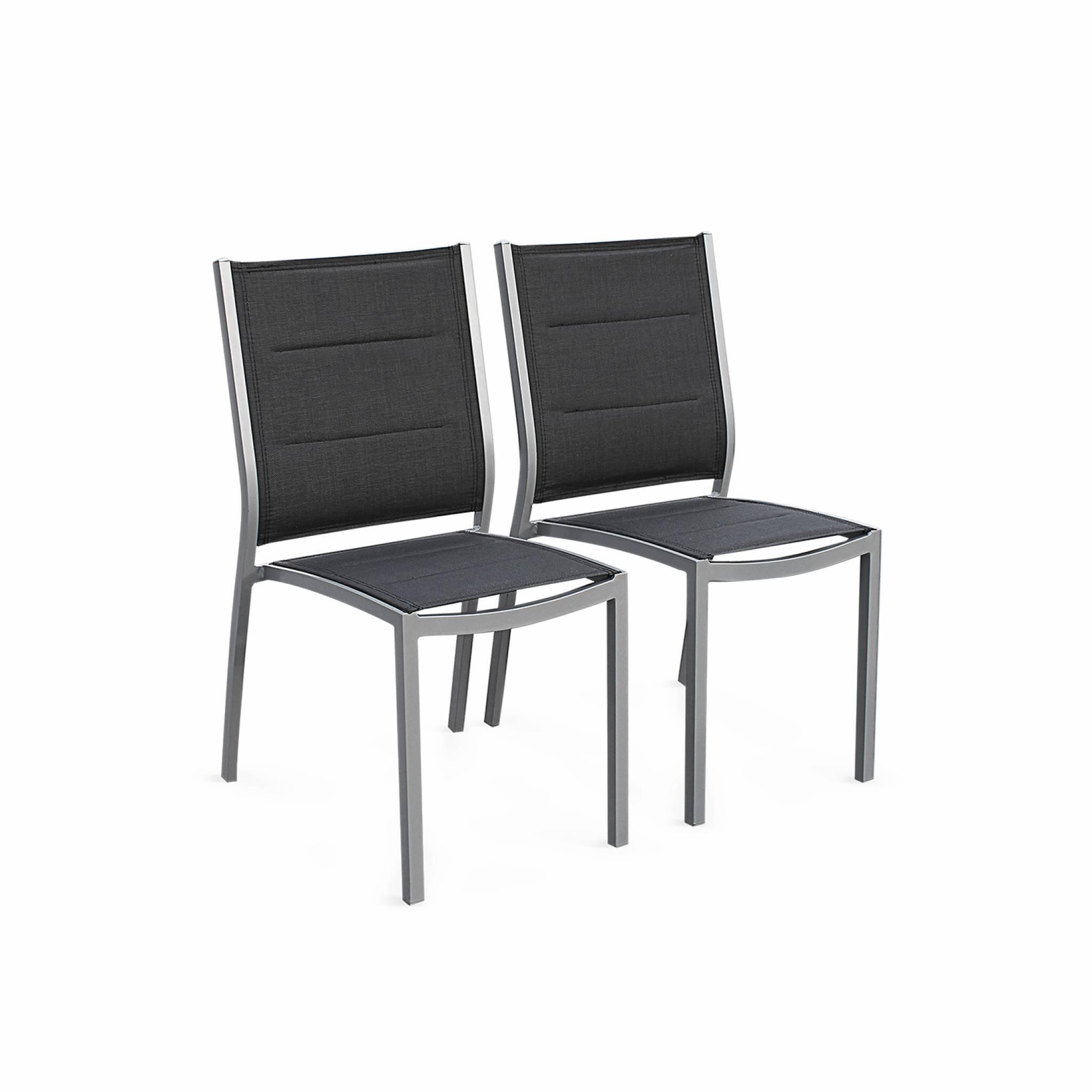 Mesa de jardín extensible de aluminio con 6 sillas, Gris 6/6
