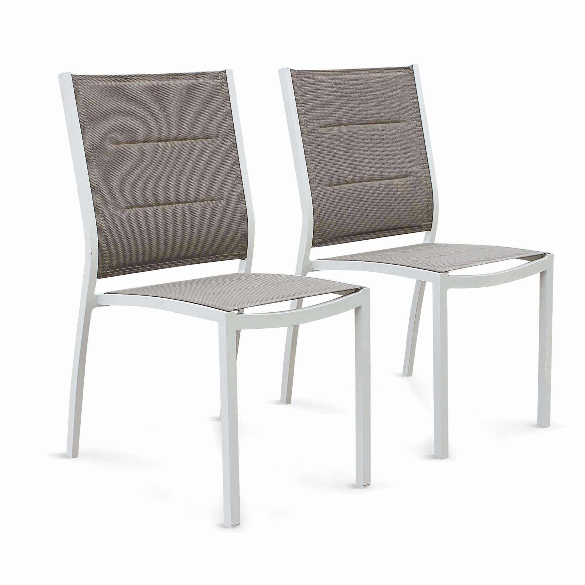 Mesa de jardín extensible de aluminio con 8 sillas, Blanco 6/6