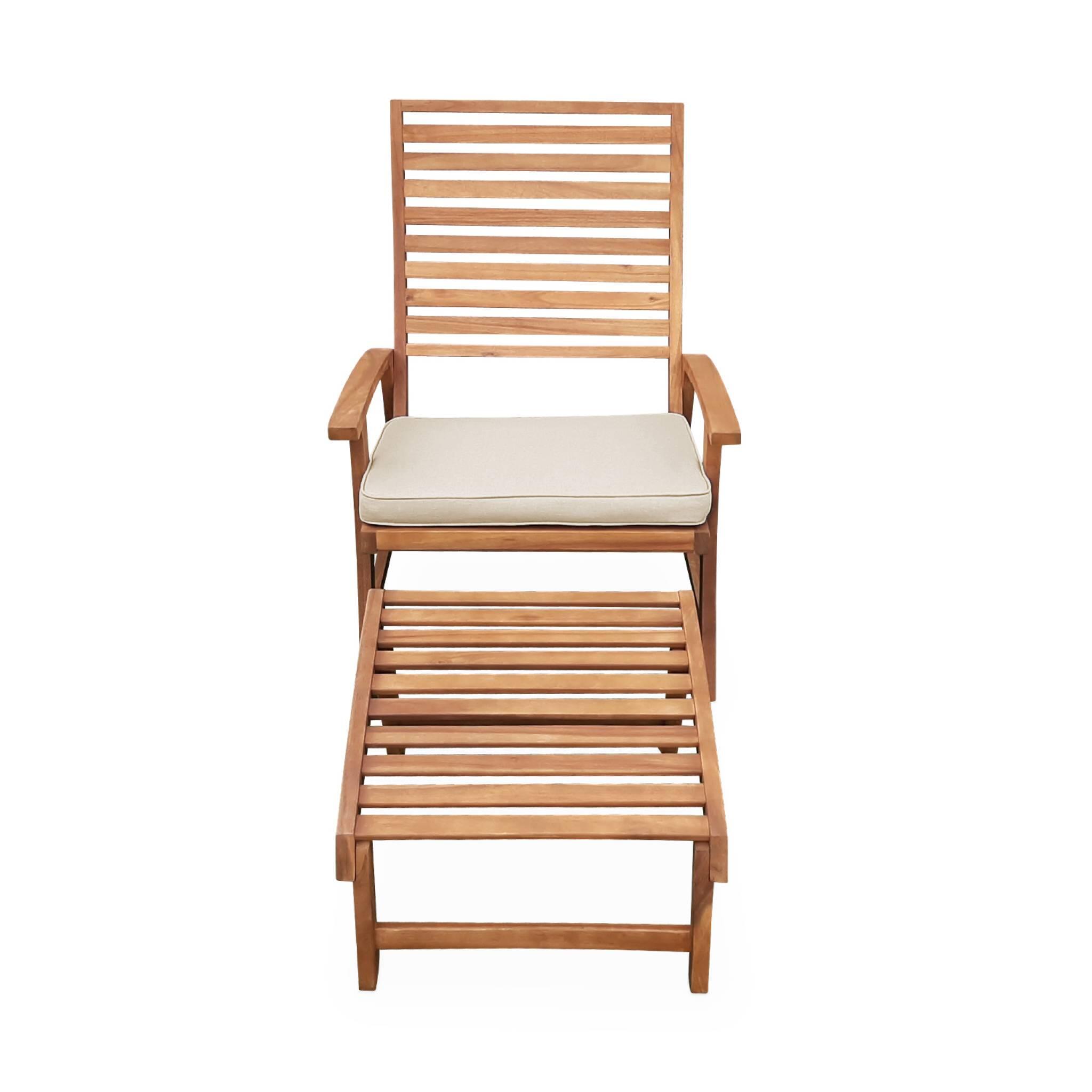 Silla con reposapiés de madera, set de 2, Teck 6/6