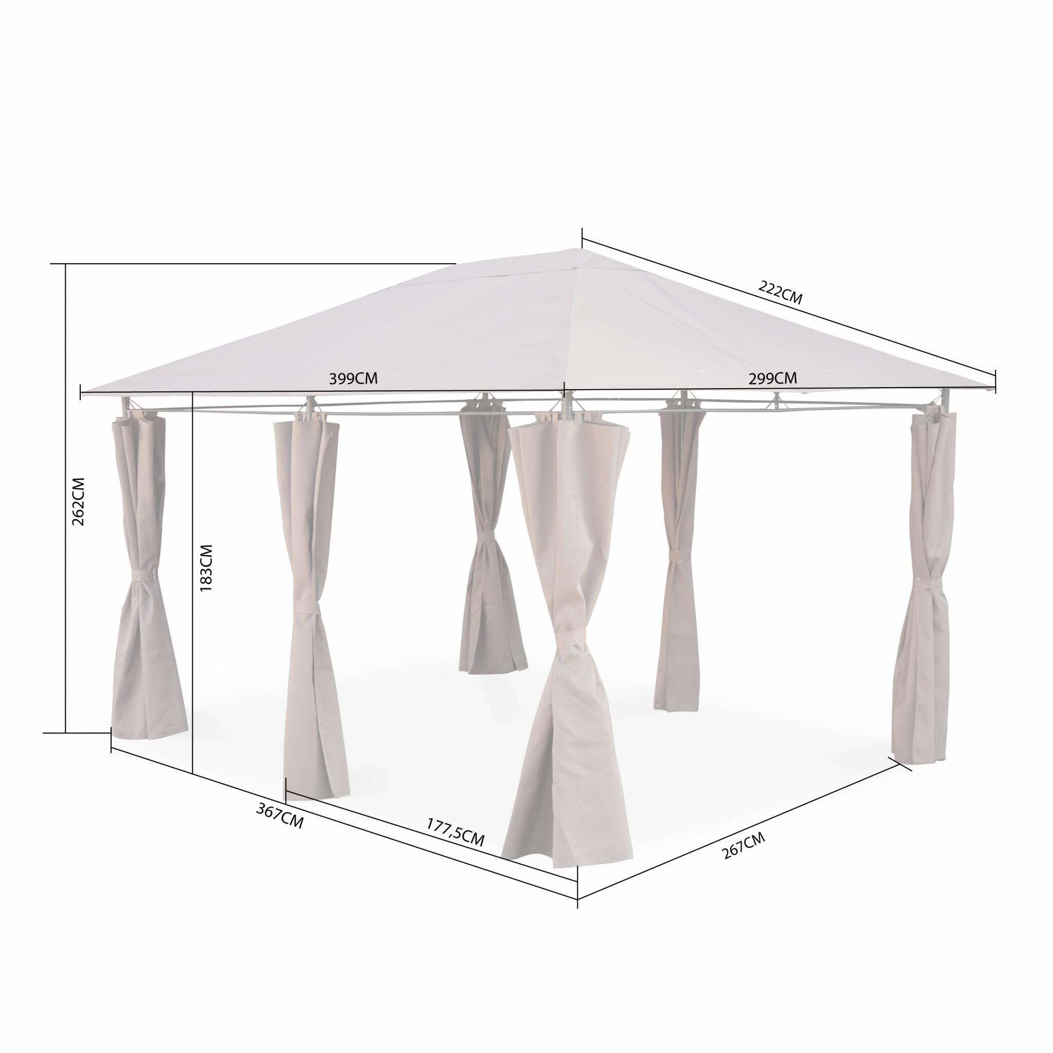 Gazebo de jardín 3x4m con cortinas , Gris 6/6