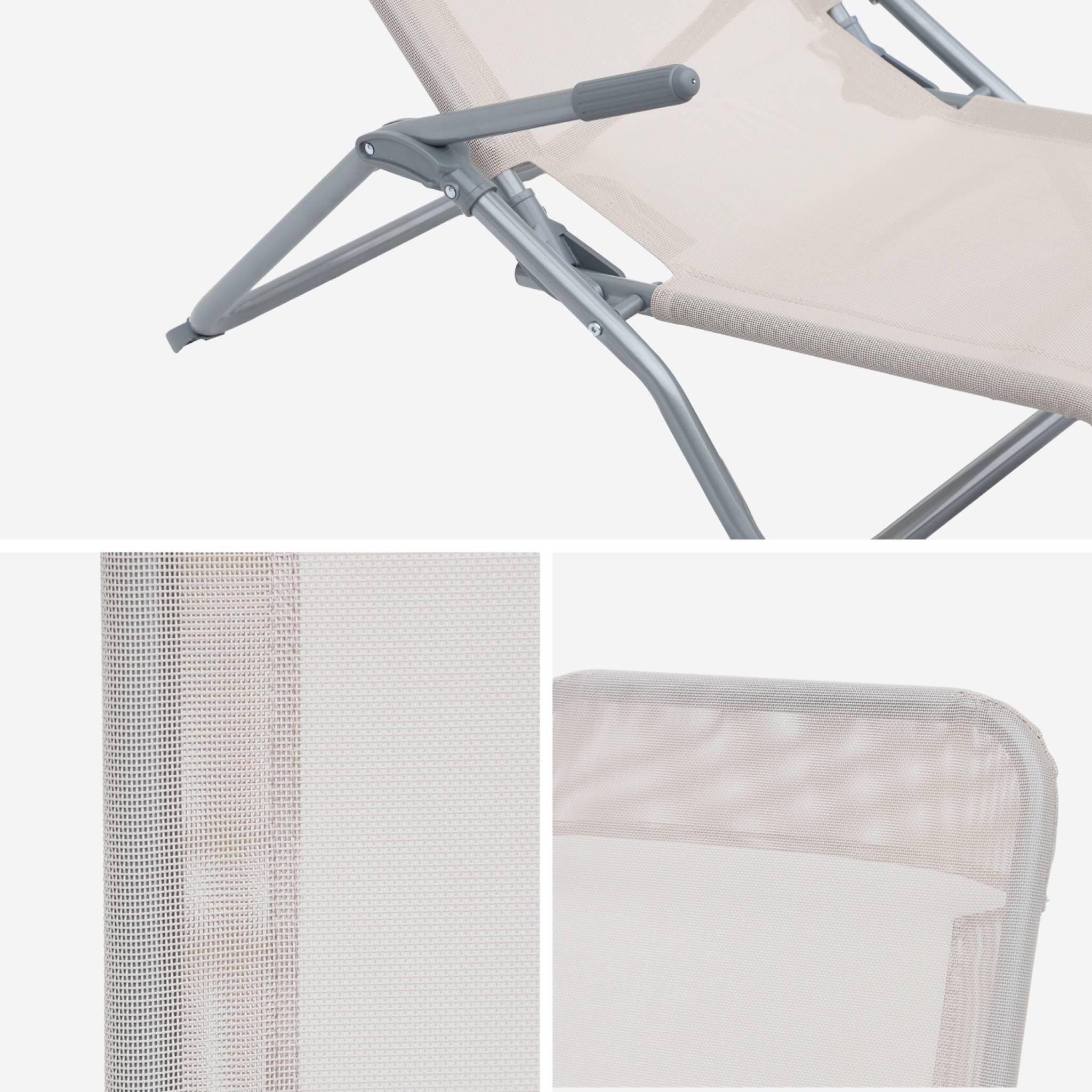 Espreguiçadeira dobrável textilene com 2 posições, set de 2, Branco 6/6