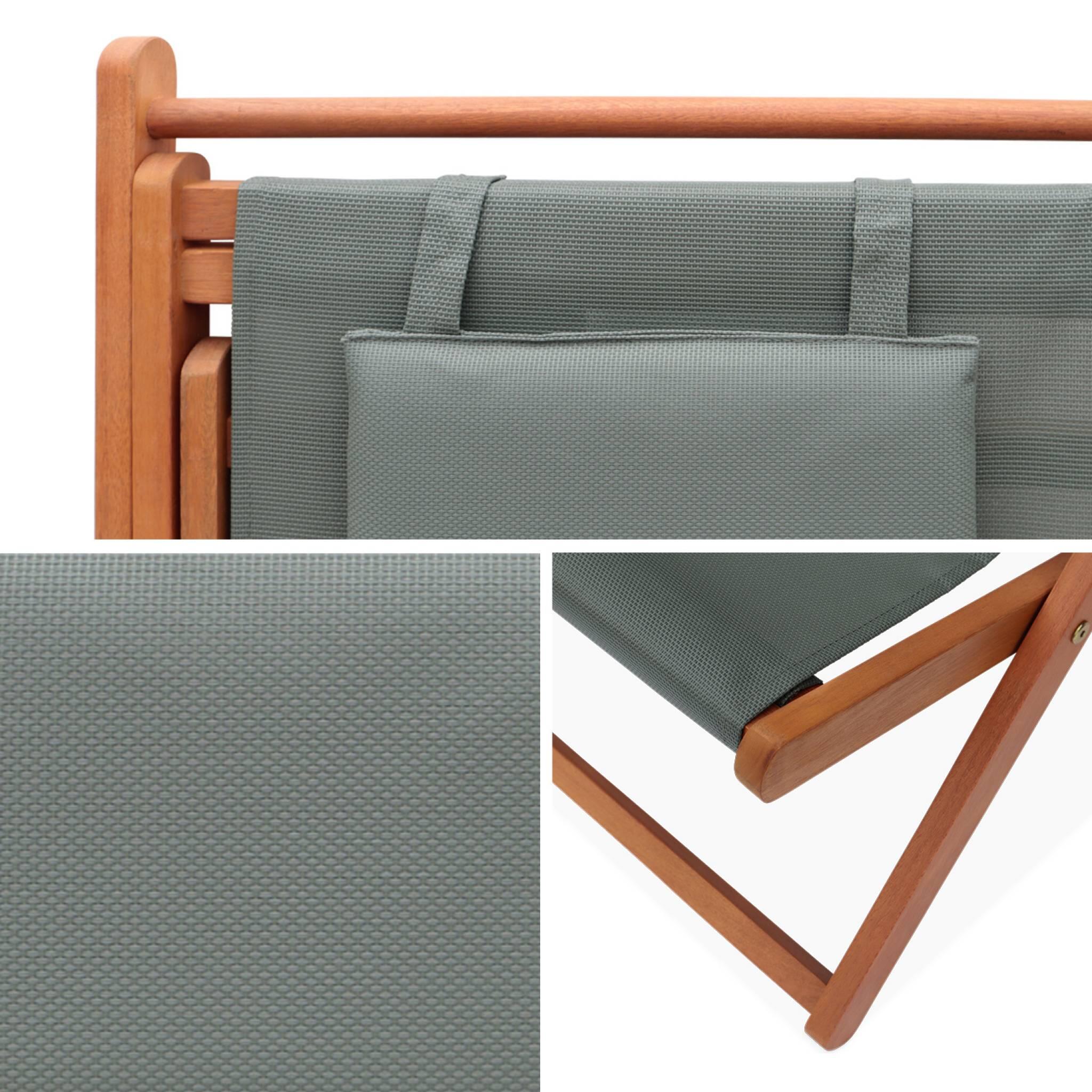 Silla plegable de madera de eucalipto, set de 2, Verde kaki 6/6