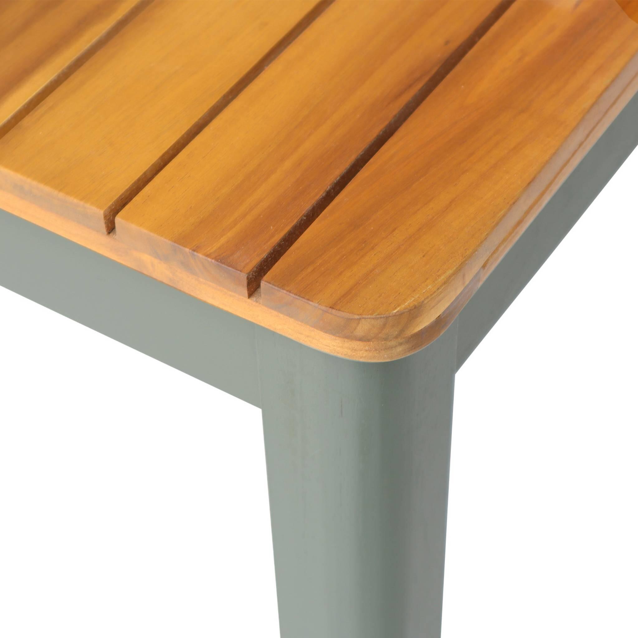 Mesa de jardim de acácia com cantos arredondados, 8 lugares, Verde caqui 6/6