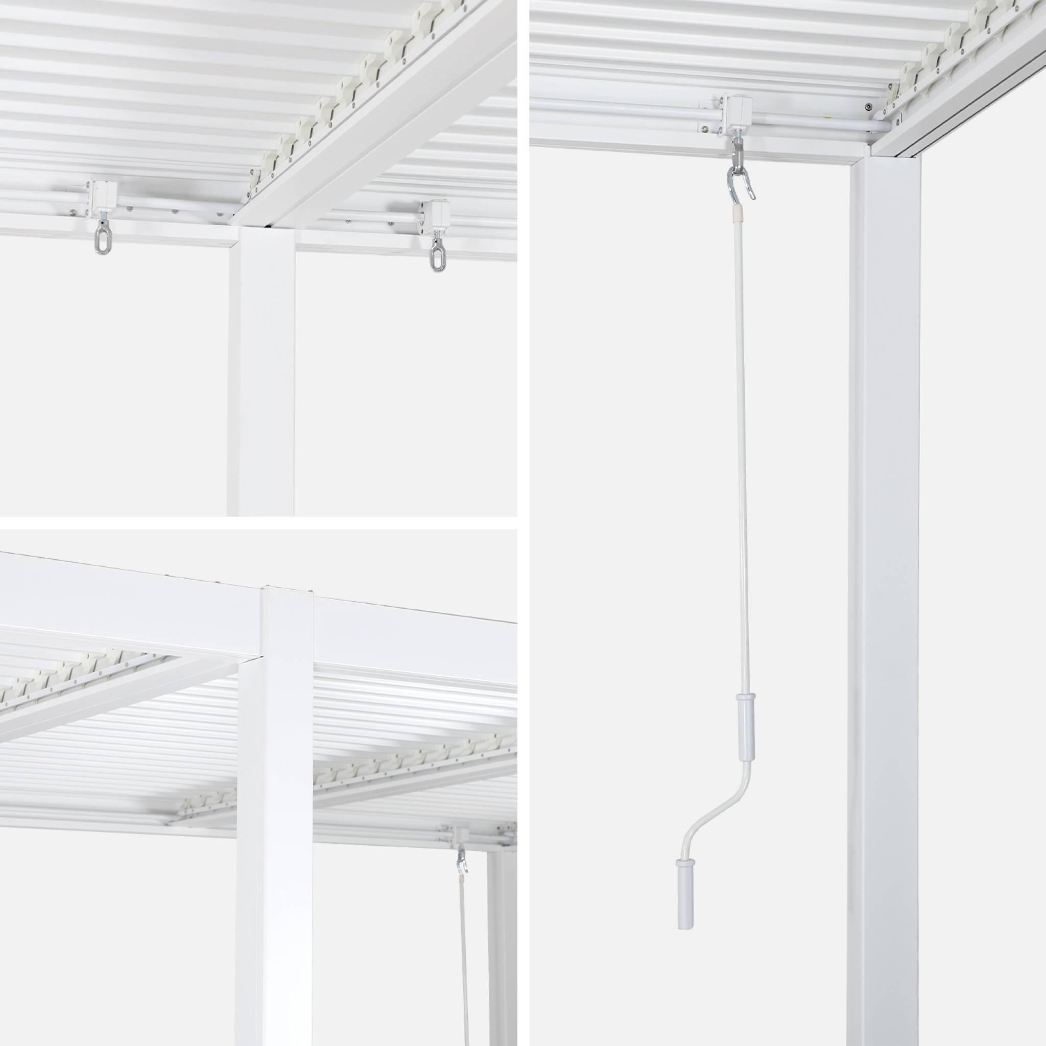 Pérgola bioclimática 3x6m de aluminio y acero con lamas orientables, Blanco 6/6