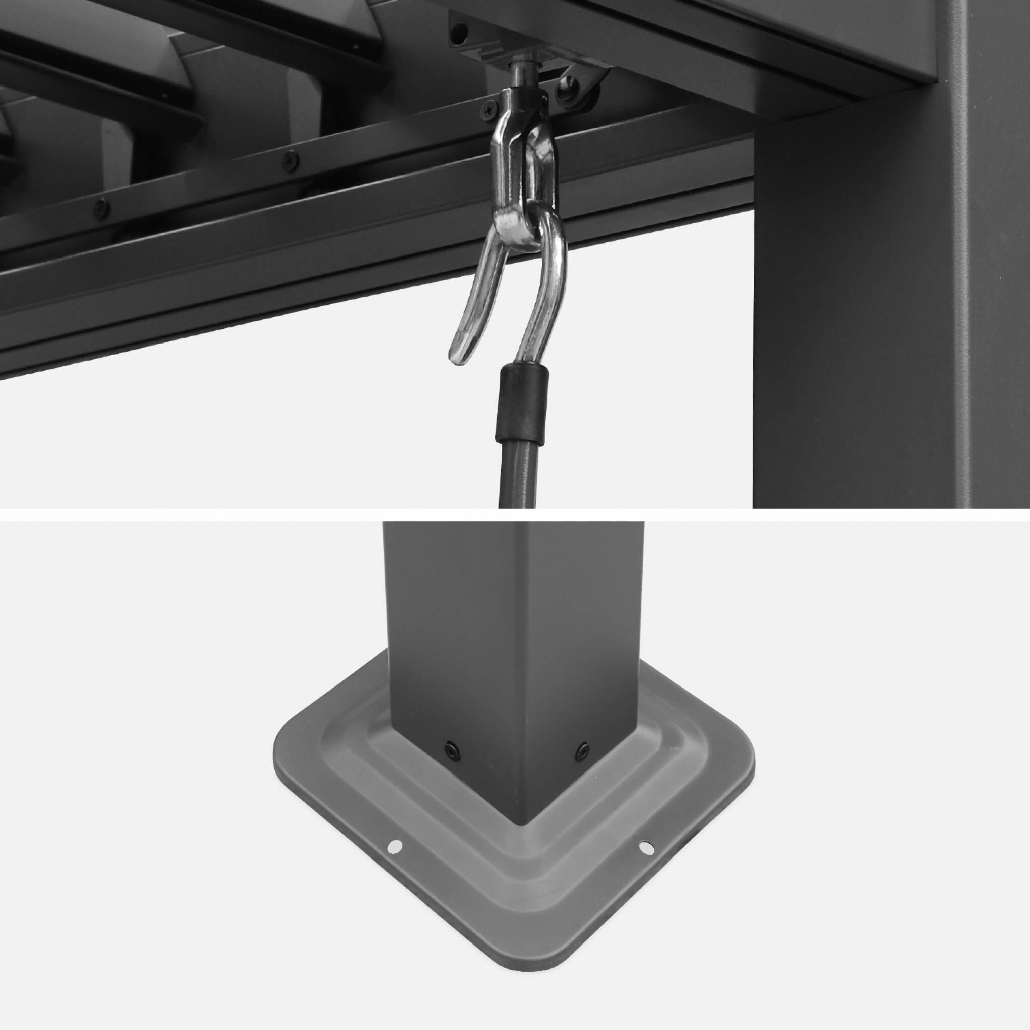 3x3m pérgola com persiana, alumínio e aço com lâminas ajustáveis, Antracite 6/6