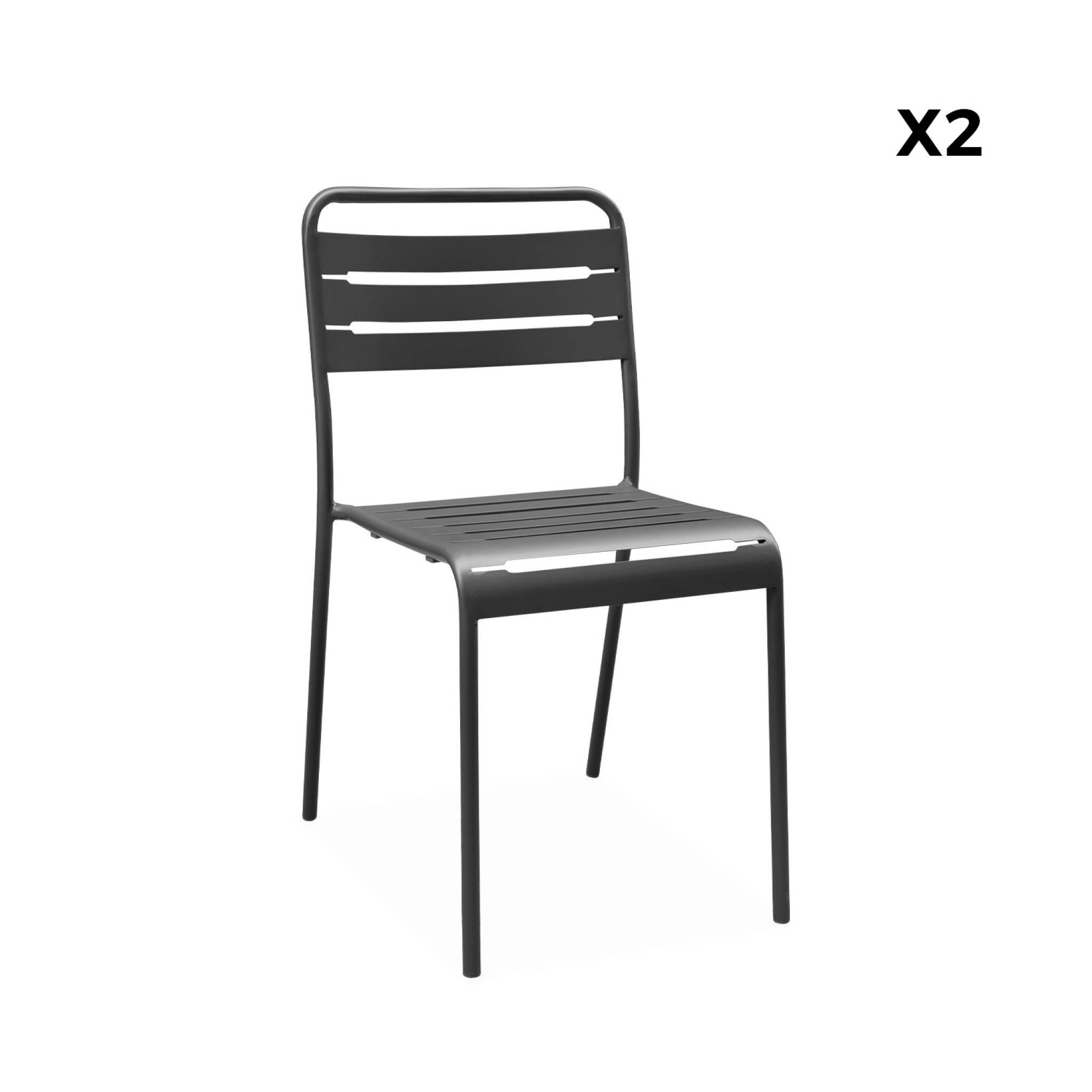 Cadeira de jardim em aço, set de 2, Antracite 6/6