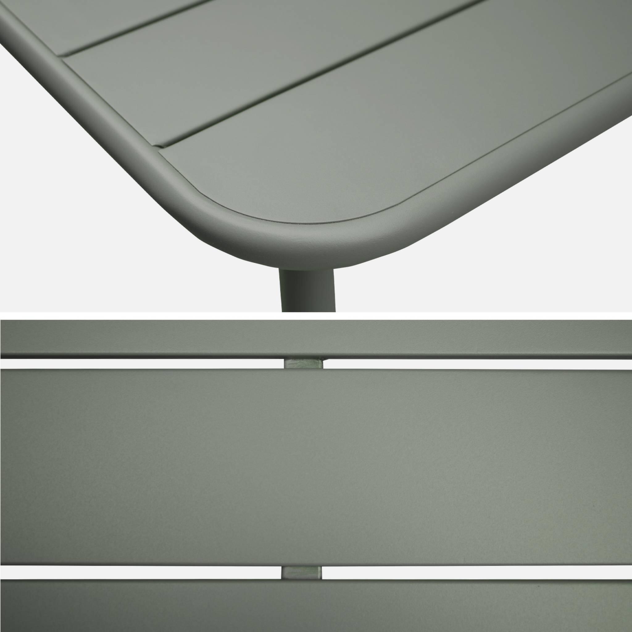 Mesa de jardín bistró de acero, 4 plazas, 120cm, Verde kaki 6/6