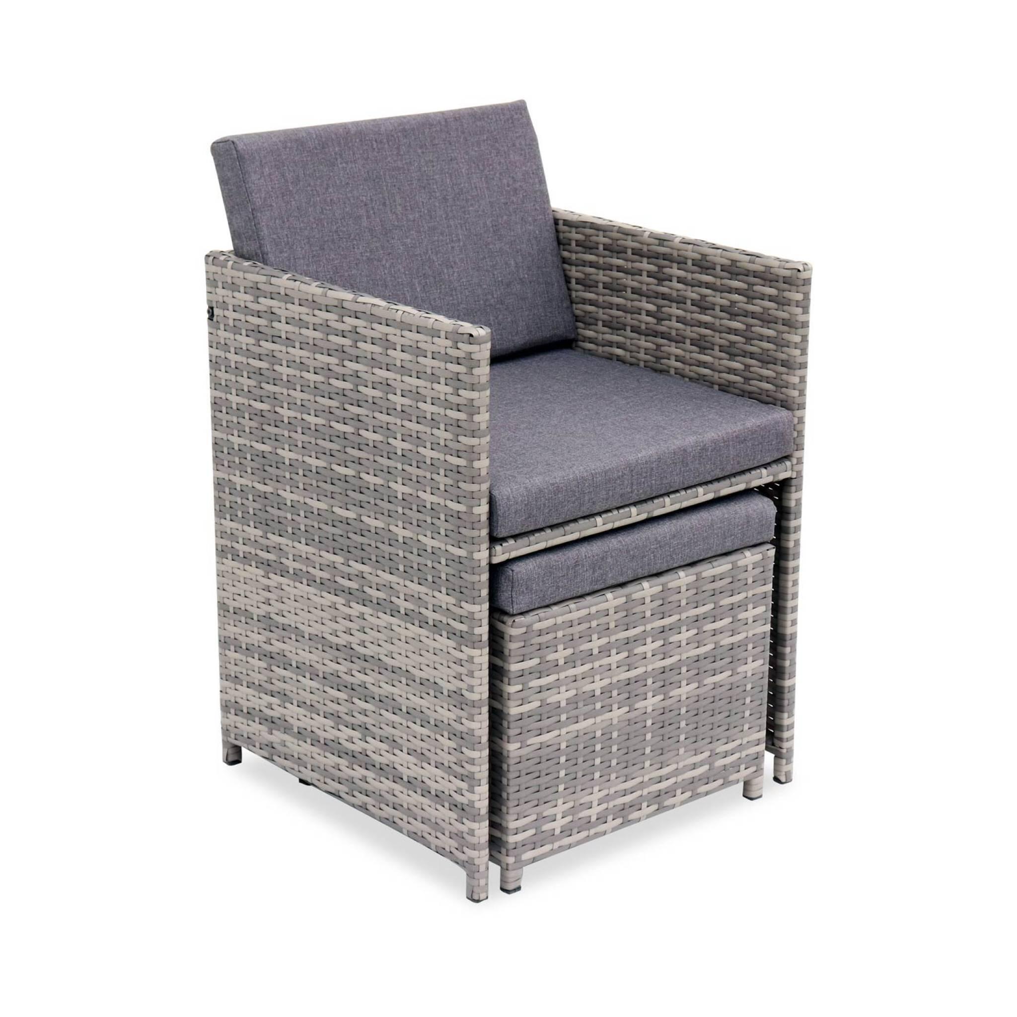 Mesa de jardim em resina com 10 cadeiras + capa de proteção, Tons de cinza 6/6