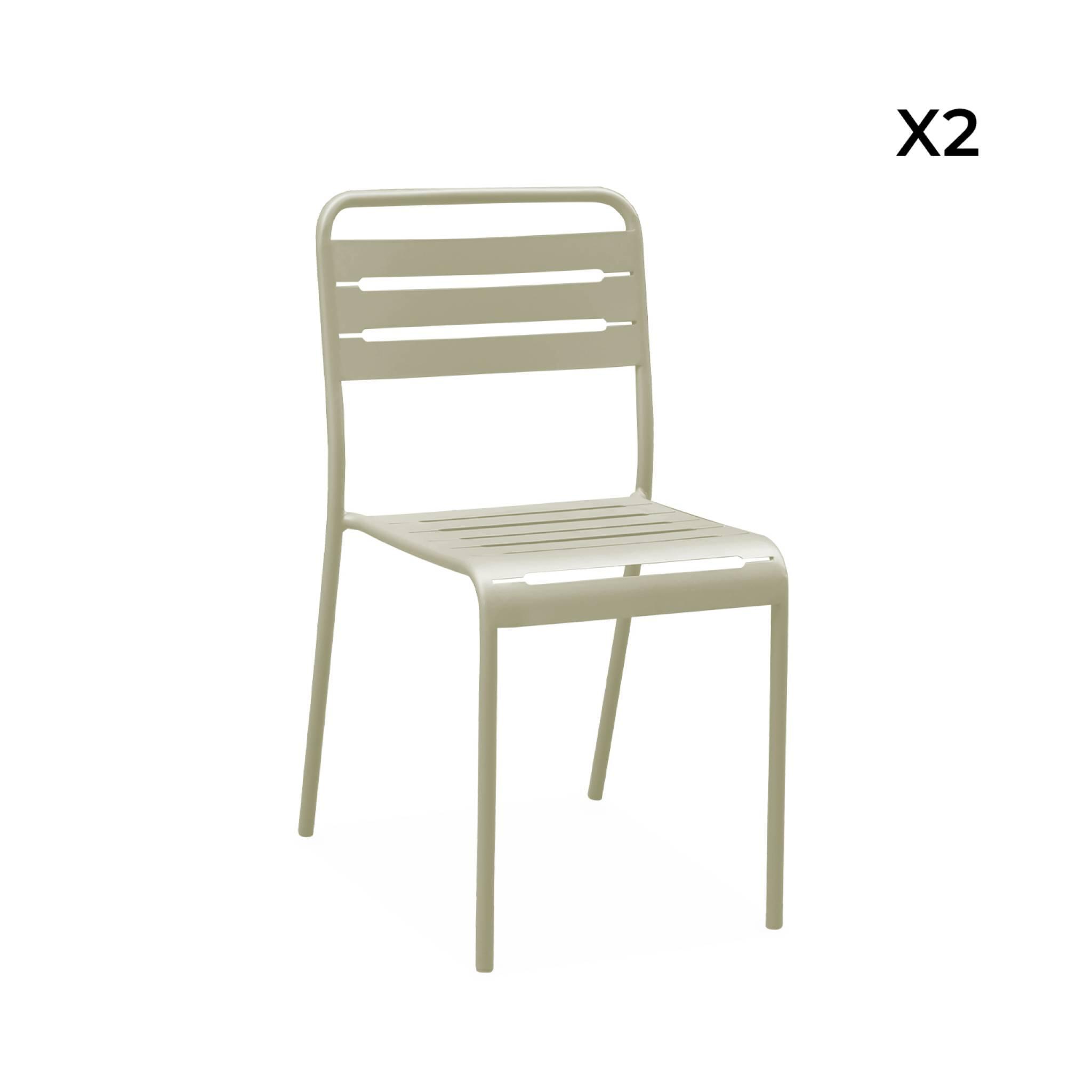 Silla de jardín bistró de acero, set de 2, Beige 6/6