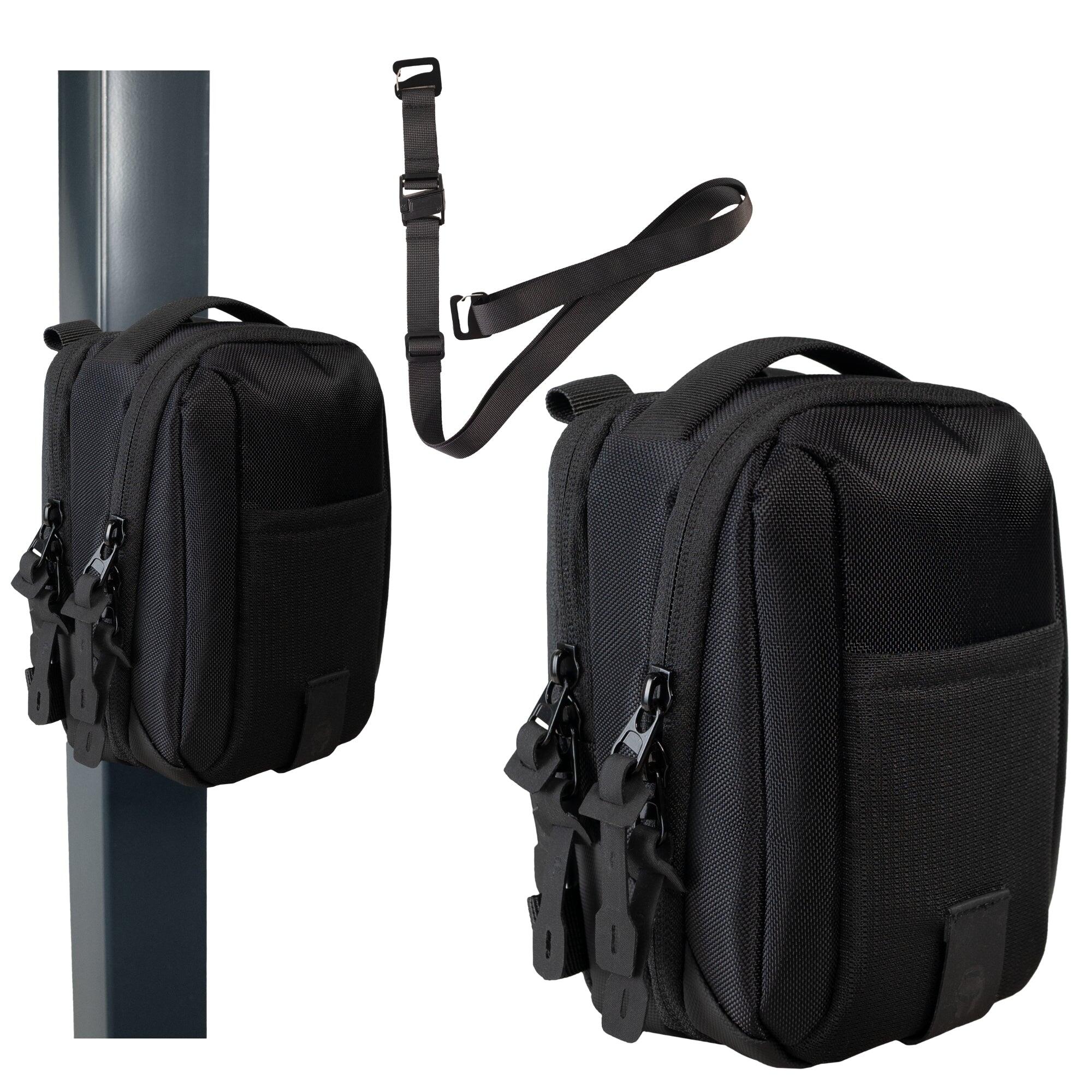 ENIVAN Borsa sport magnetica - Marsupio, tracolla o cintura, 2 tasche con zip