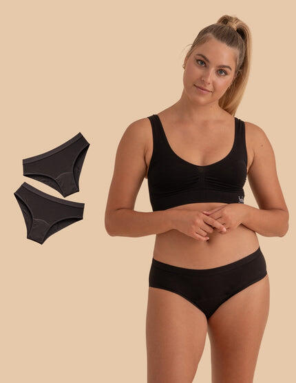 ANAISSA Conjunto de 2 cuecas menstruais de fluxo intenso em algodão bambu