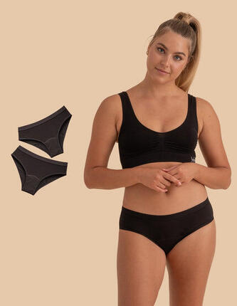 Lot de 2 culottes menstruelles en coton bambou pour flux abondant