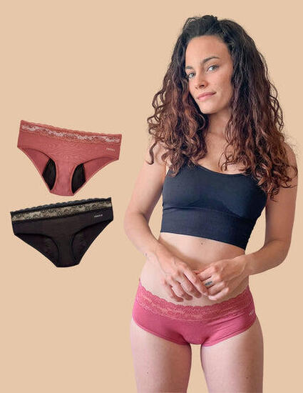 Lot de 2 culottes menstruelles en coton bambou pour flux abondant