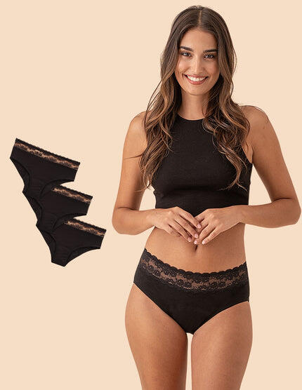 ANAISSA Pack 3 Cuecas menstruais laváveis em algodão bambu orgânico Lola