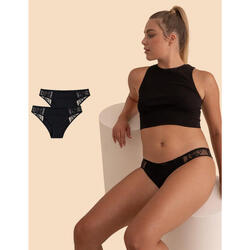 Lot de 2 culottes menstruelles en coton bambou pour flux abondant