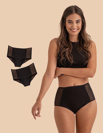 Lot de 2 culottes menstruelles en coton bambou pour flux abondant