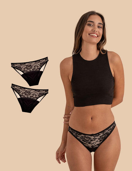 ANAISSA Conjunto de 2 cuecas menstruais de fluxo intenso em algodão bambu