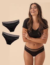 Lot de 2 culottes menstruelles en coton bambou pour flux abondant