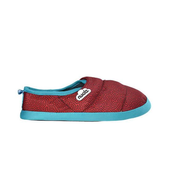 Chaussons unisex Nuvola de couleur rouge avec semelle en gomme