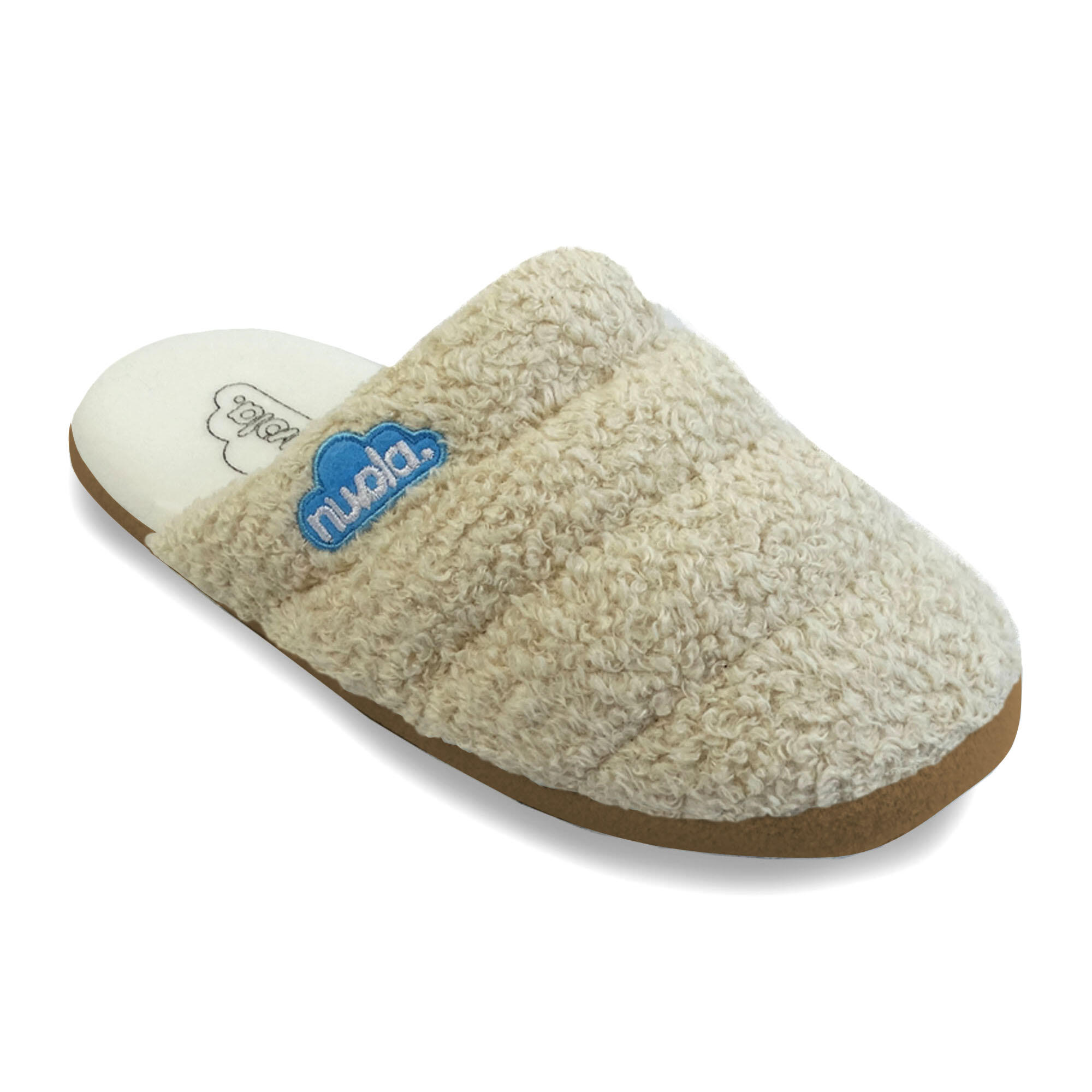 Pantufas unissex nuvola de cor bege com solo de bleracha 2/6