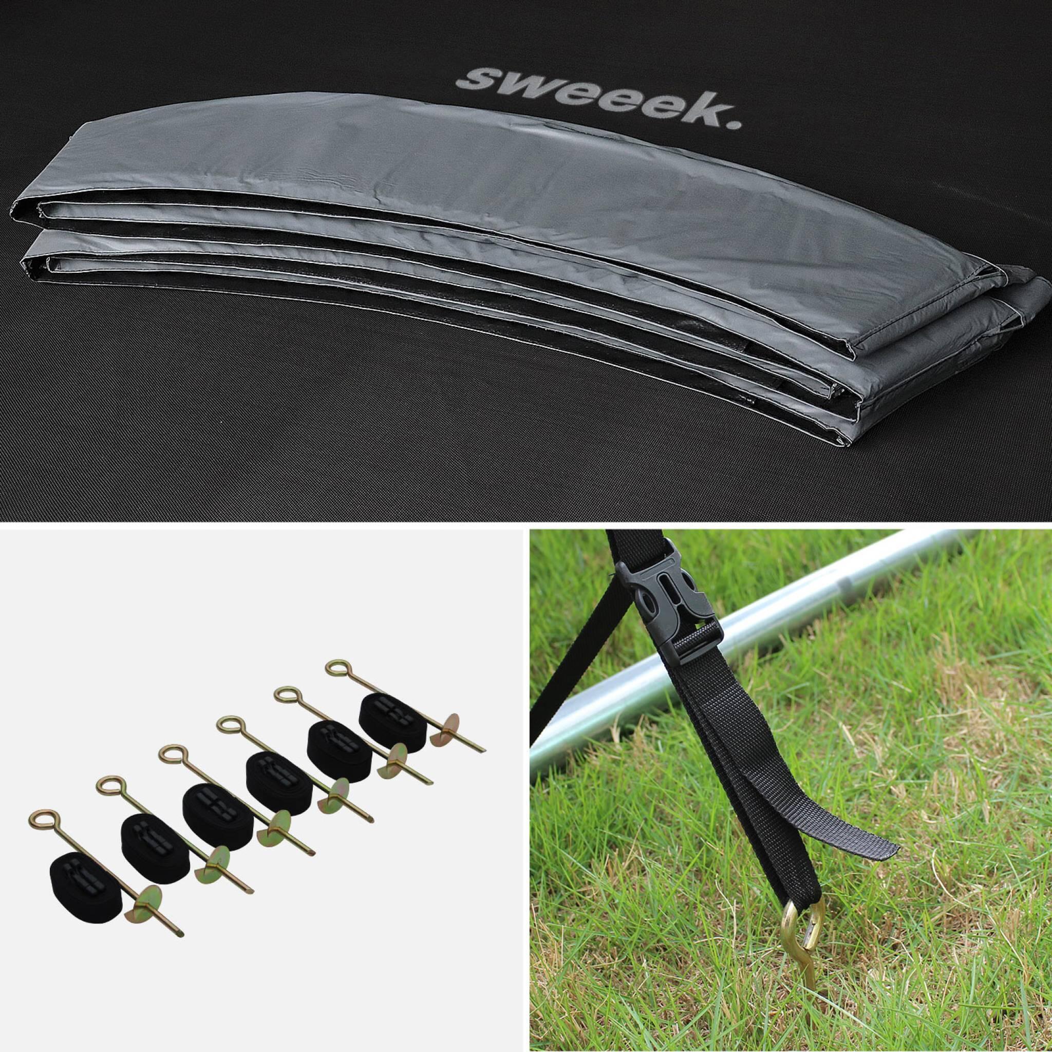 Trampolino 370cm con rete interna e pacchetto accessori, Grigio 4/5
