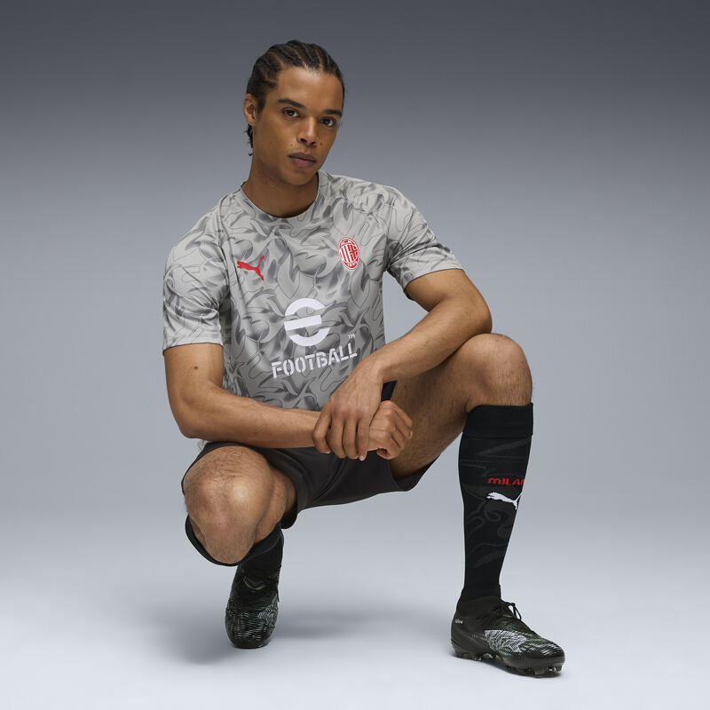 Męska koszulka przedmeczowa AC Milan PUMA Smokey Gray White