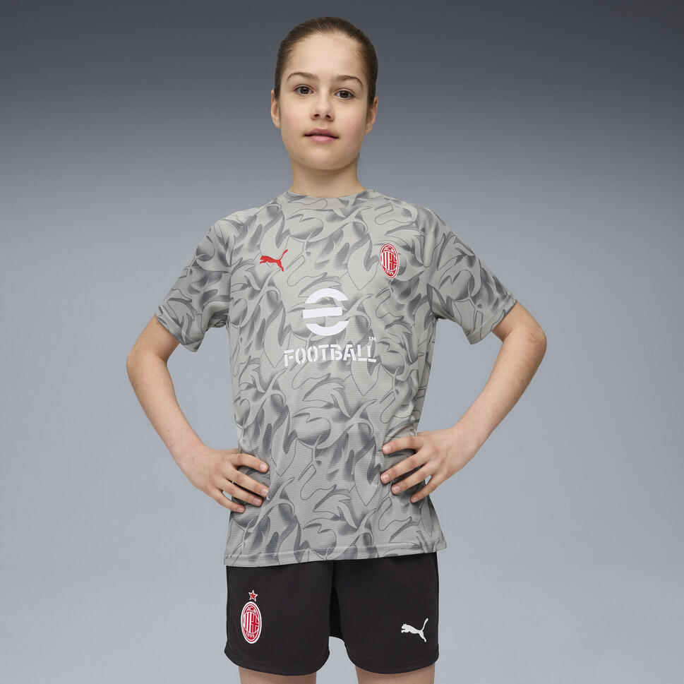 Młodzieżowa koszulka przedmeczowa AC Milan PUMA Smokey Gray White