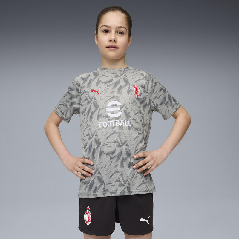 Młodzieżowa koszulka przedmeczowa AC Milan PUMA Smokey Gray White