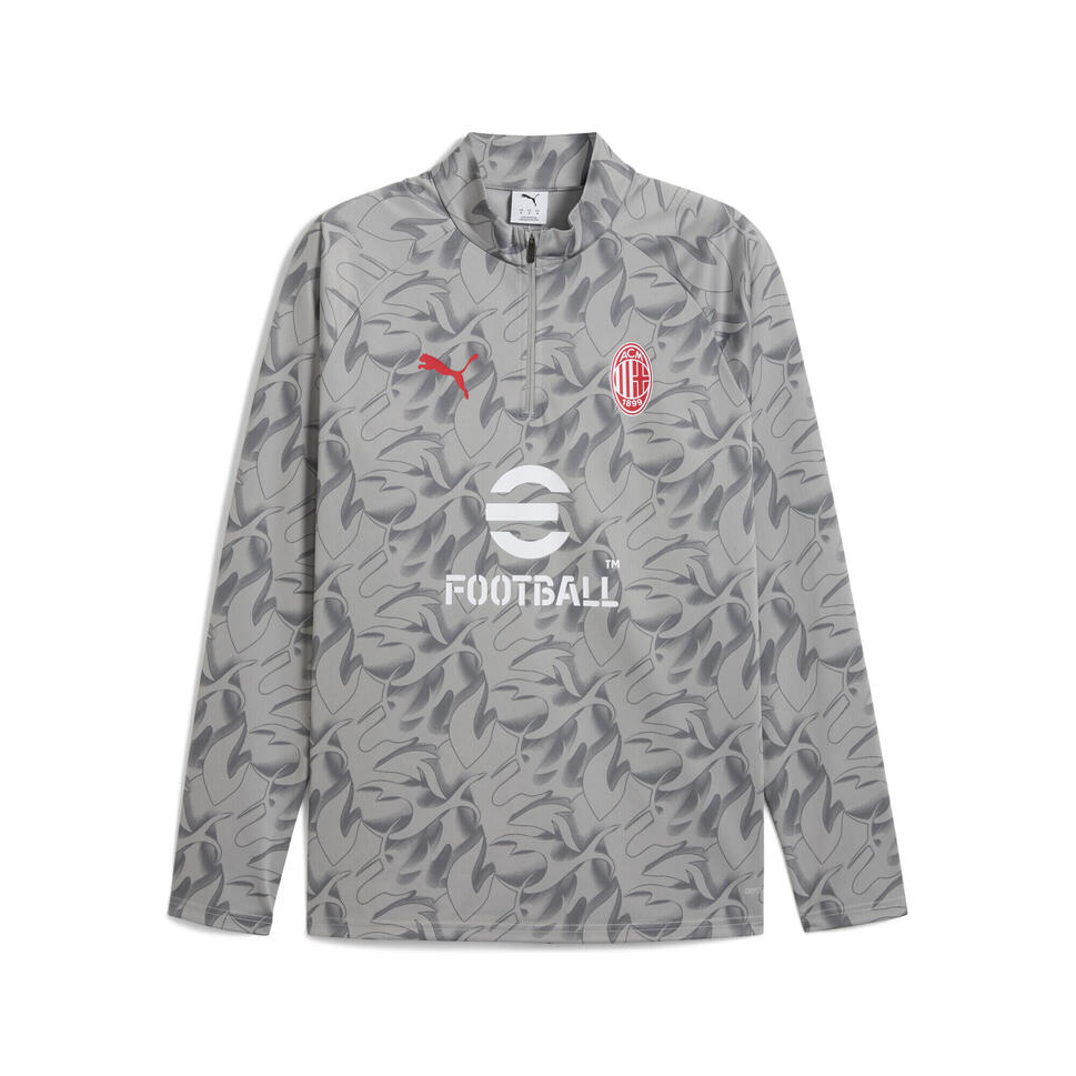 Męska bluza przedmeczowa z zamkiem 1/4 AC Milan PUMA Smokey Gray White