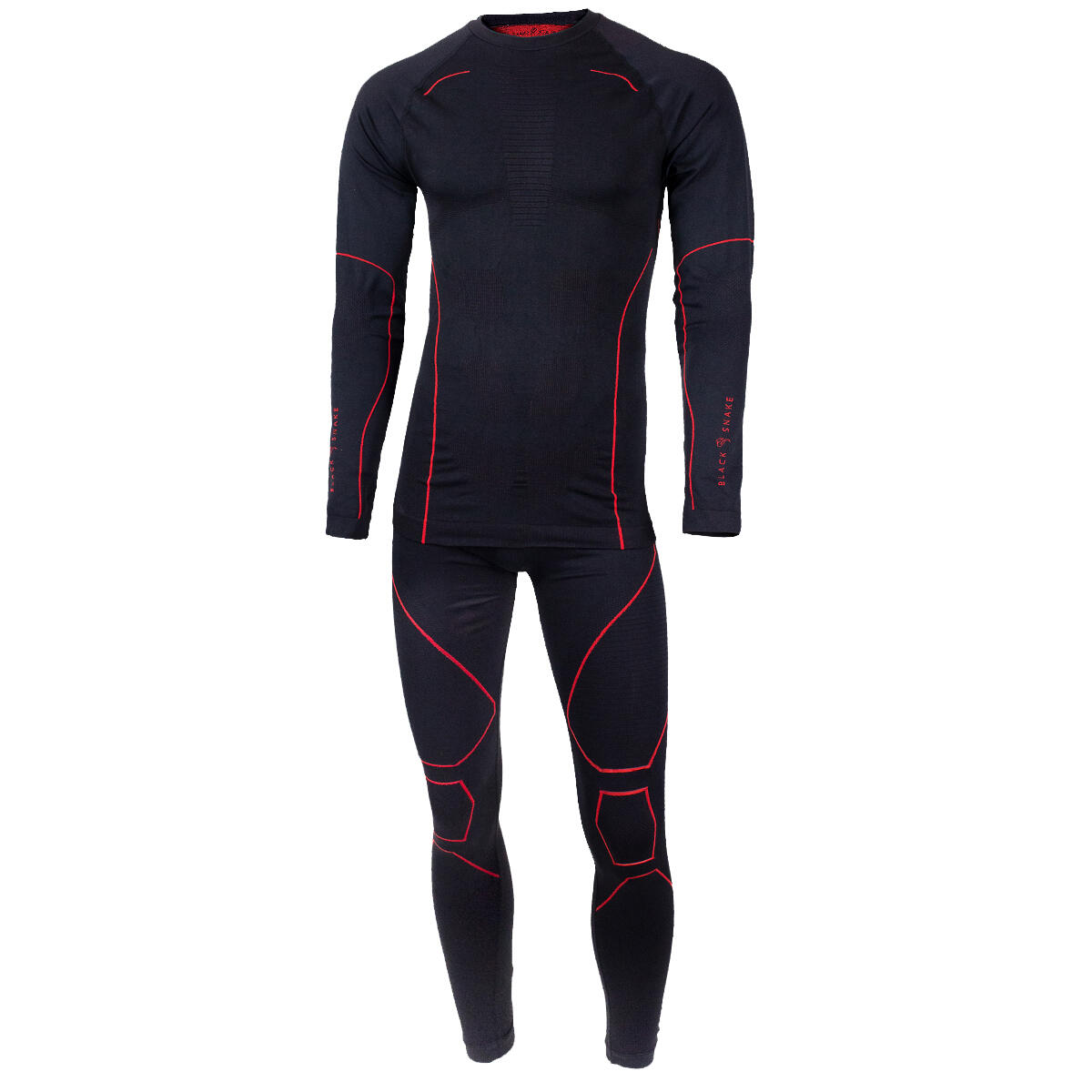 BLACK SNAKE Funktionsunterwäsche Herren Set | Thermounterwäsche | Seamless | Schwarz/Rot
