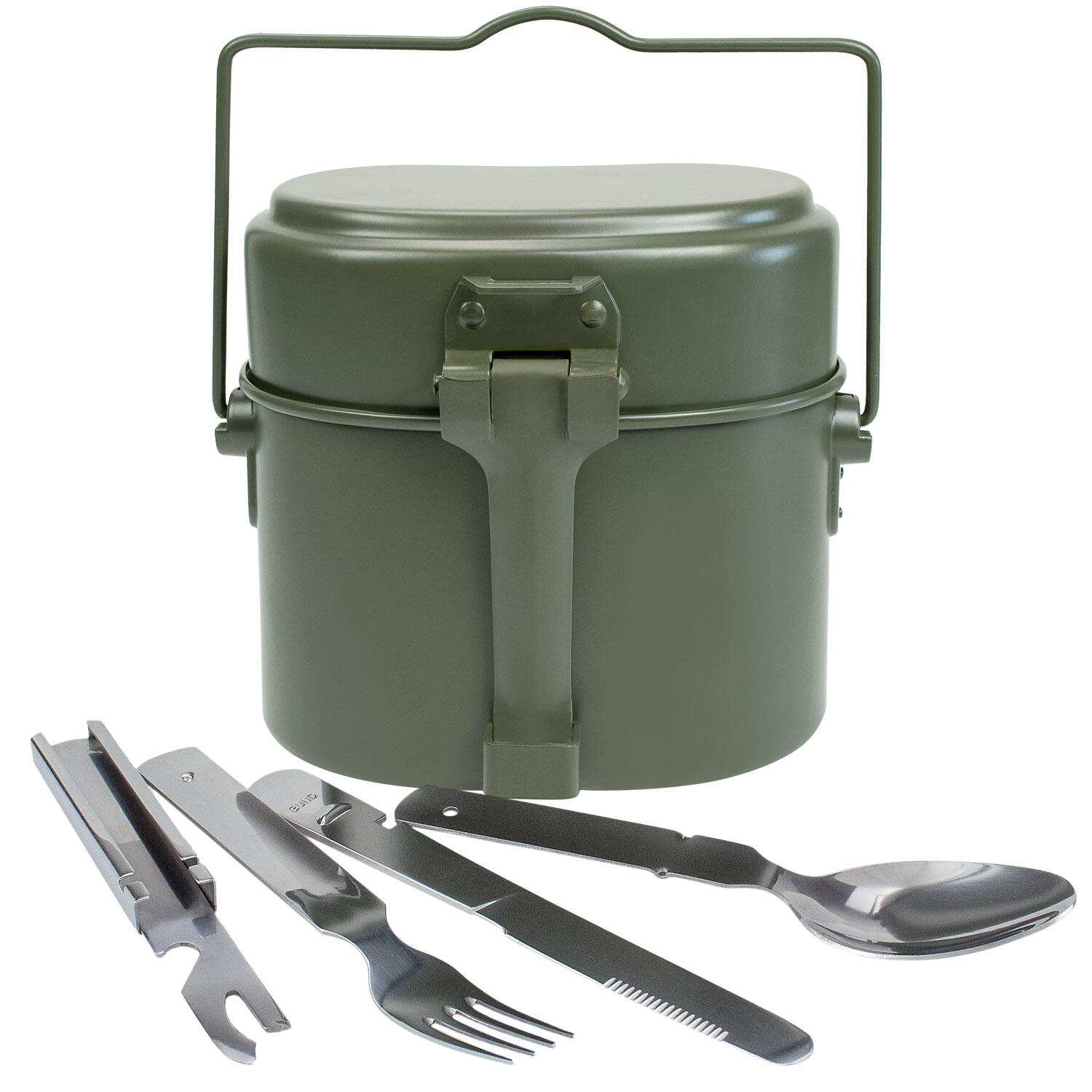 BLACK SNAKE Camping-Kochgeschirr und Camping-Essbesteck Set | Aluminium & Edelstahl