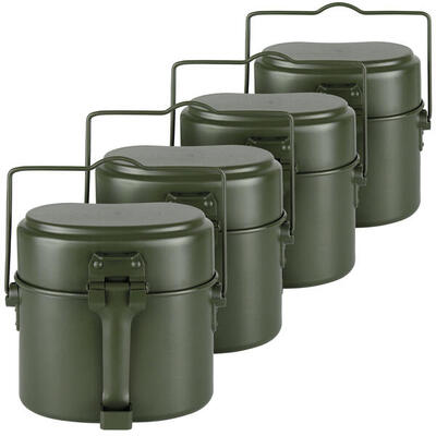 Camping-Kochgeschirr | Aluminium | Topf. Pfanne. Teller | 4 Kochgeschirr Sets