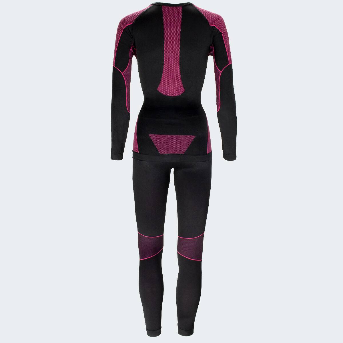Set biancheria intima termica | Donna | Senza cuciture | Nero/Fucsia 4/6