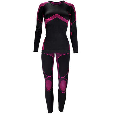 Set biancheria intima termica | Donna | Senza cuciture | Nero/Fucsia