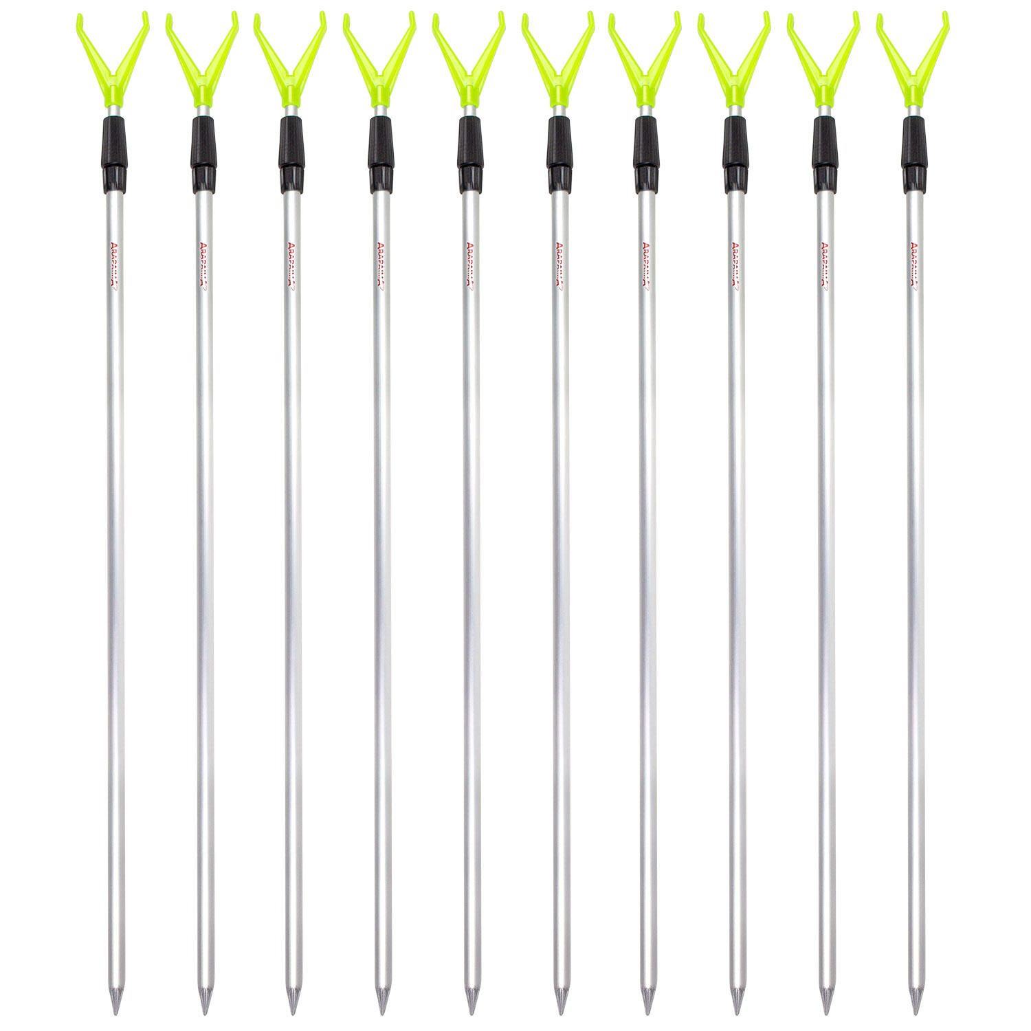 ARAPAIMA FISHING EQUIPMENT Rutenhalter 'rodhold' | teleskopische Rutenauflage | 10 Stück | 135 cm | Gelb