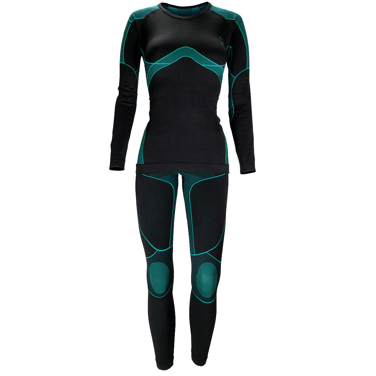 BLACK SNAKE Funktionsunterwäsche Damen Set | Thermounterwäsche | Seamless | Schwarz/Petrol