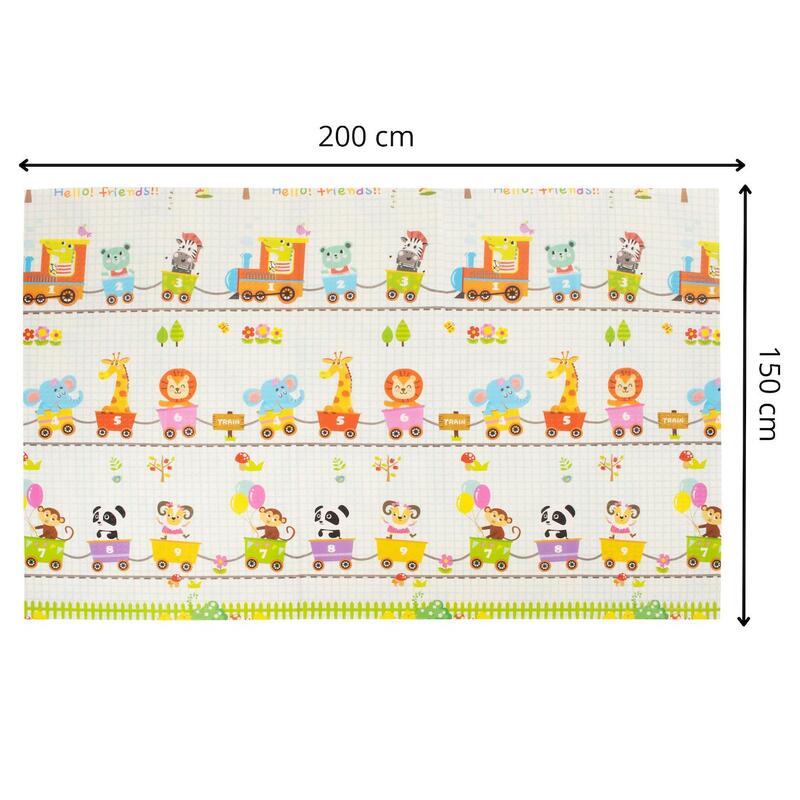 Dwustronna mata piankowa, edukacyjna dla dzieci 150x200 cm składana, pojazdy