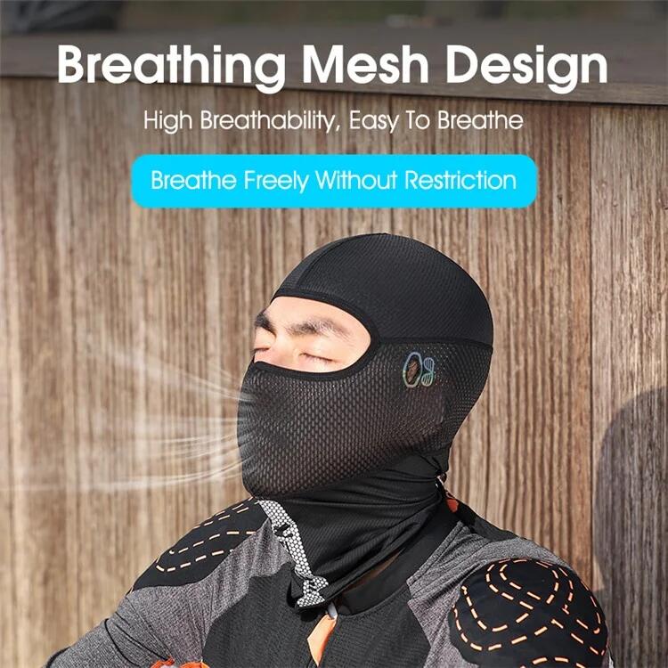 Cache-visage anti-UV en soie glacée respirant pour cyclisme et pêche Noir 6/7