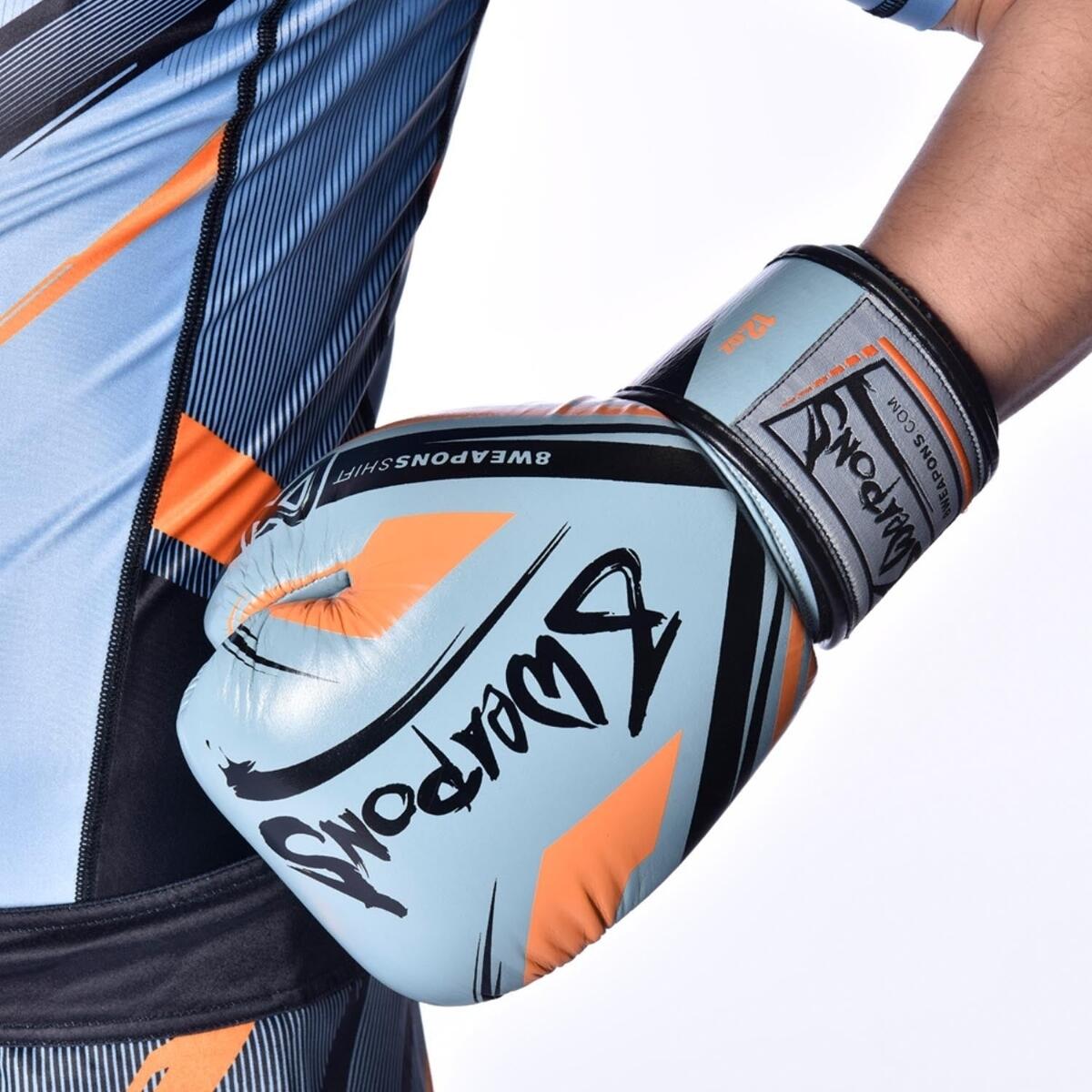 Boxhandschuhe 8 Weapons Shift Eisgrau Orange 12oz 5/7