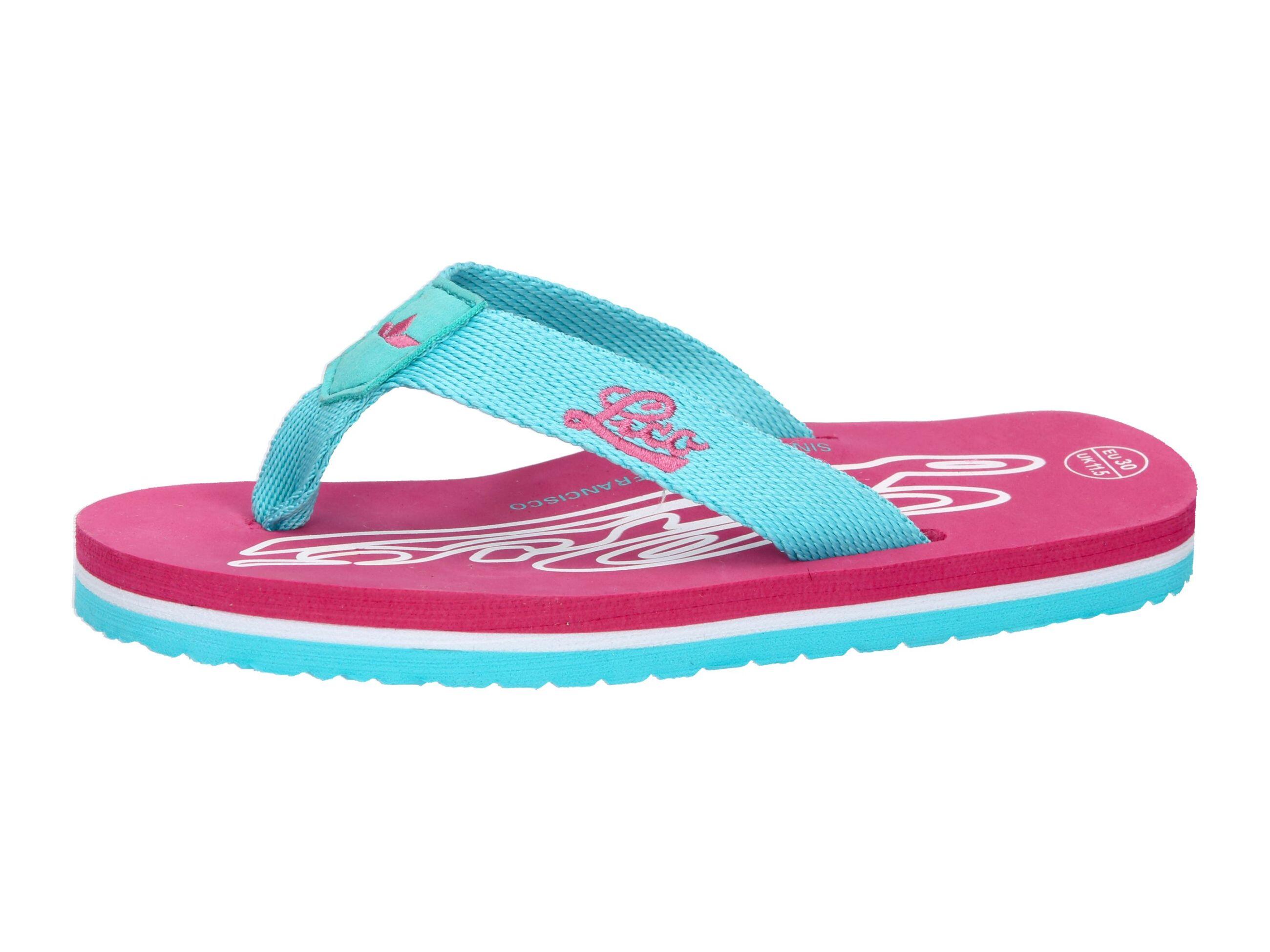 LICO LICO Flamenco Girls' Bath Sandal, Textile Turquoise/Pink