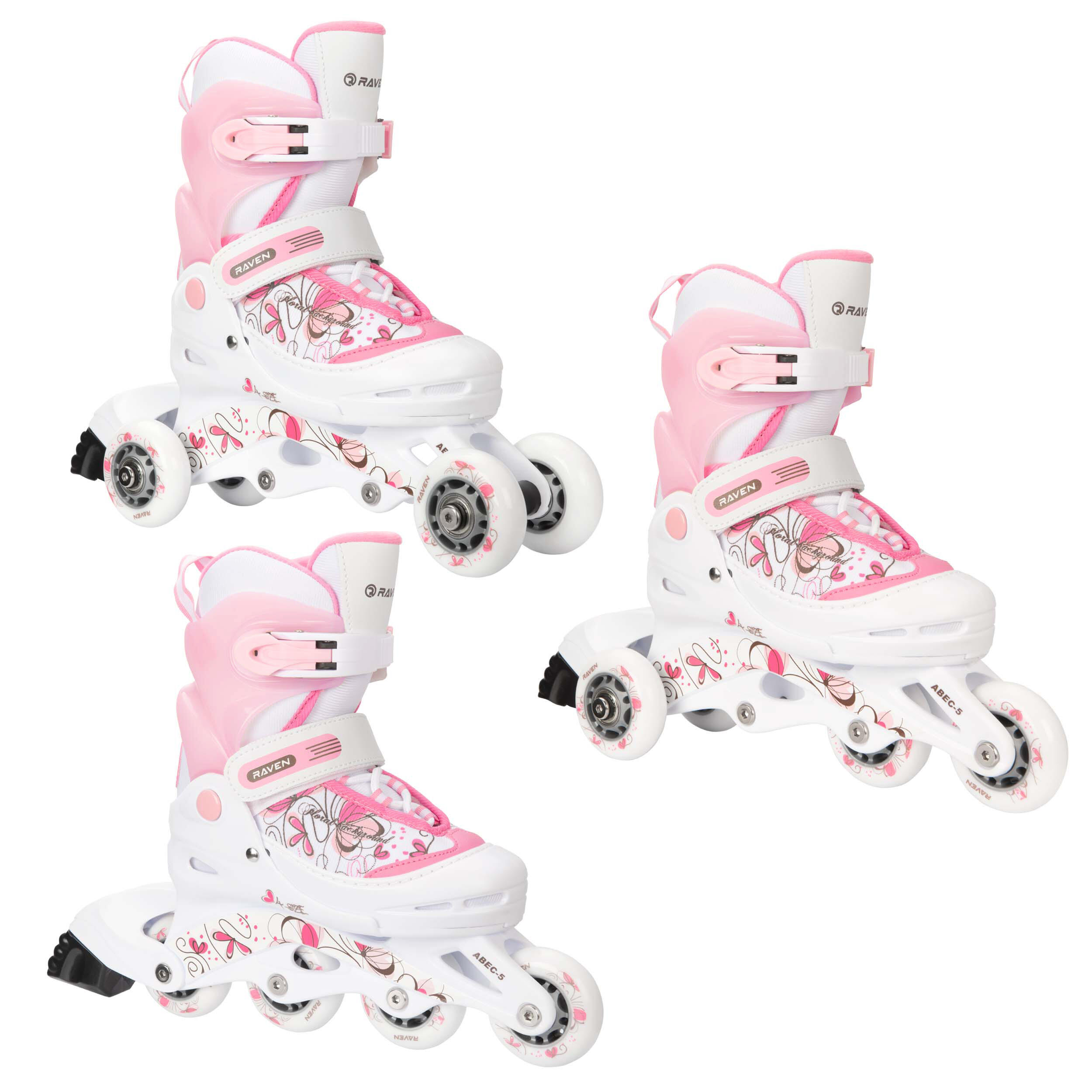 RAVEN Verstelbare Skeelers 3in1 Laguna Wit/Roze