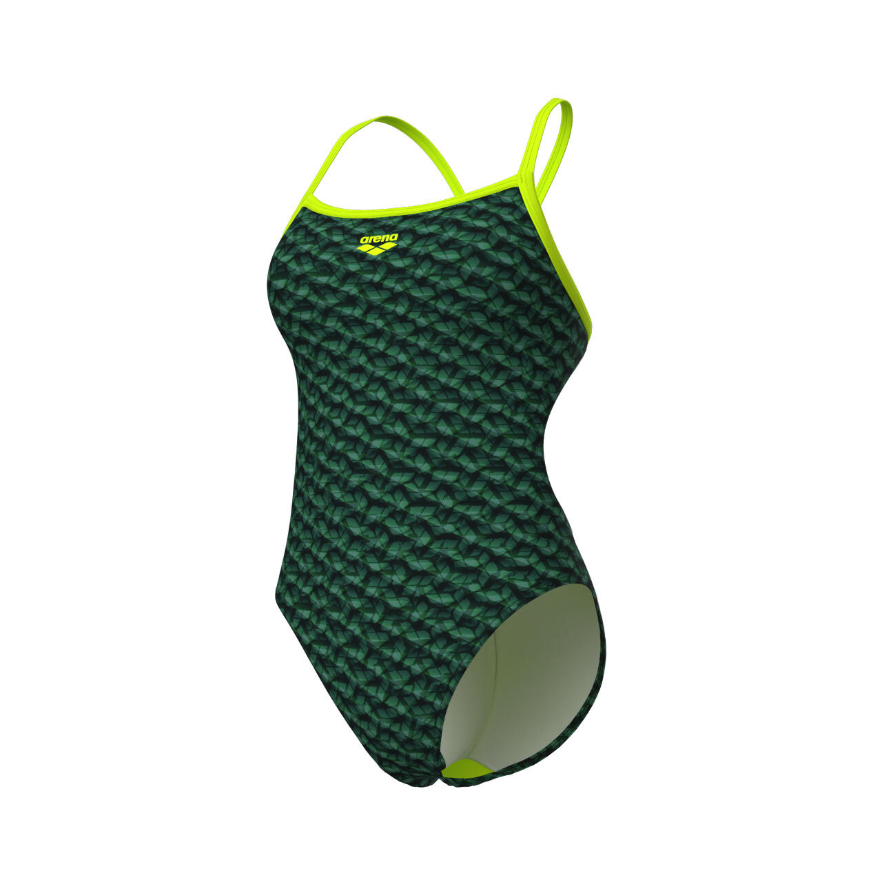 Fato de banho arena monogram challenge back verde / amarelo