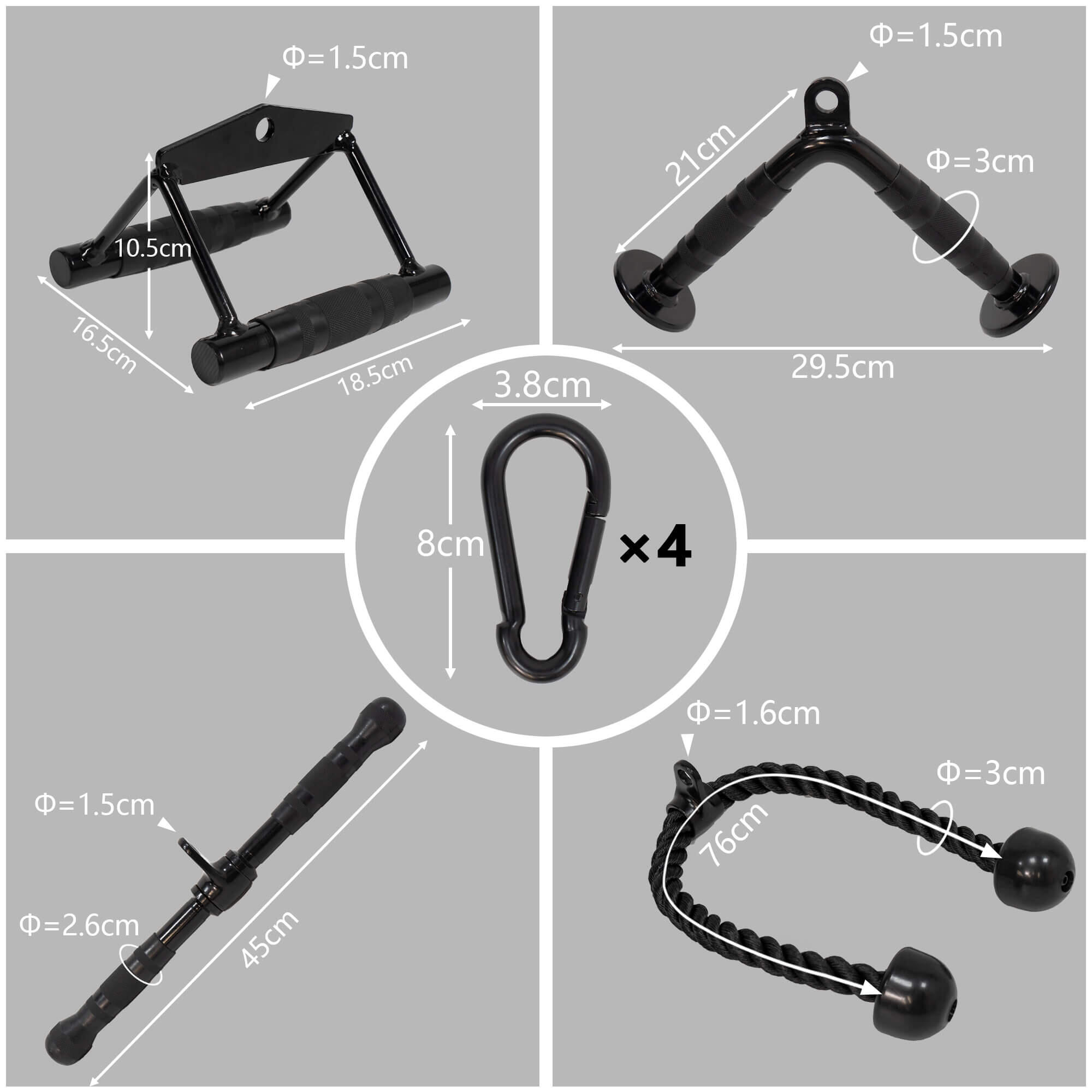 Kit Gimnasio Agarres Poleas Bíceps Tríceps Espalda 5/5
