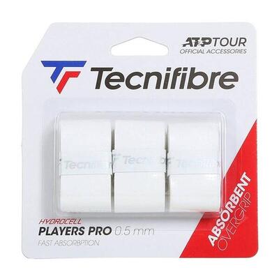 Pack of 3 white tecnifibre players pro overgrips